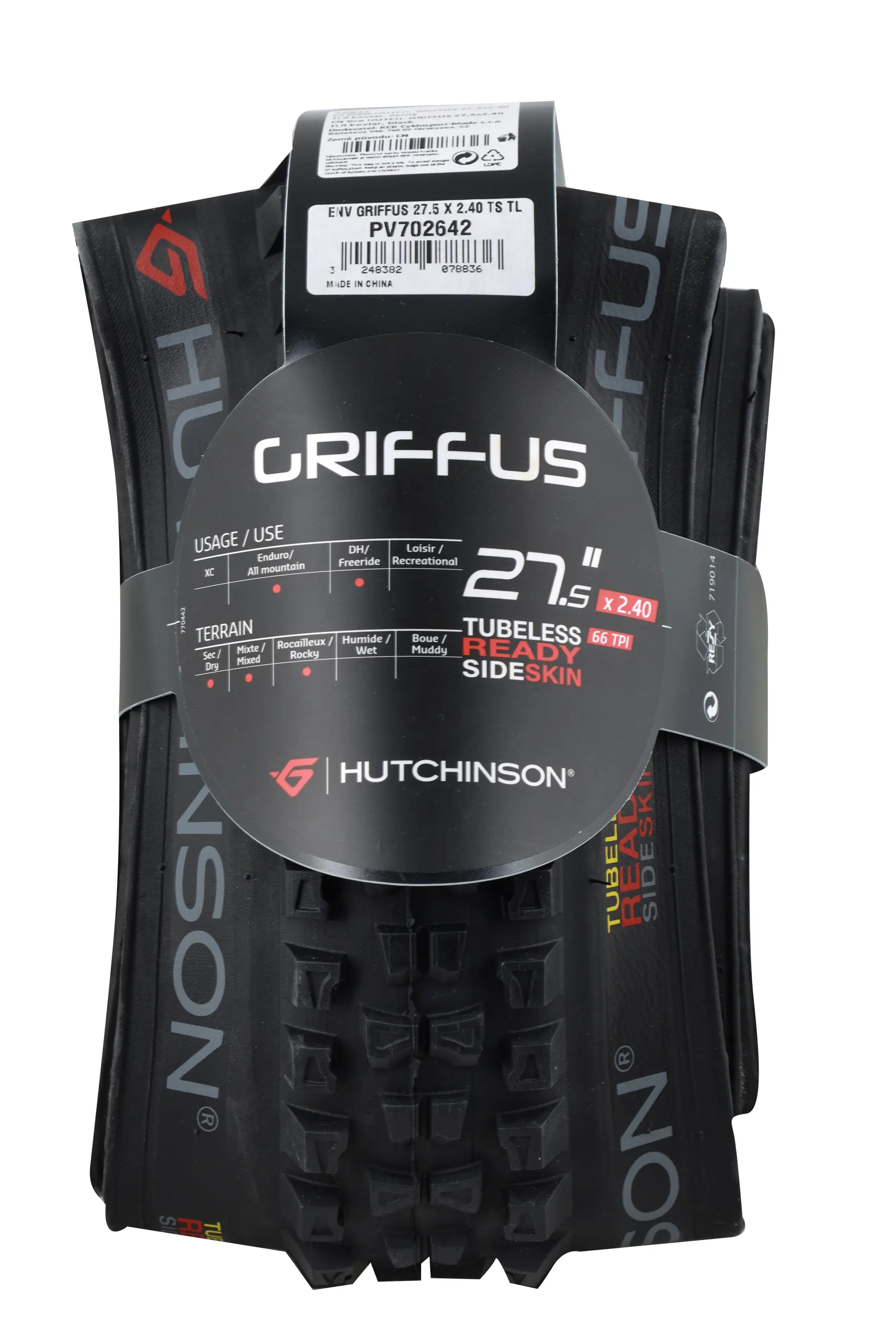 plášť HUTCHINSON GRIFFUS TLR 27,5x2,40 kevlar, črn