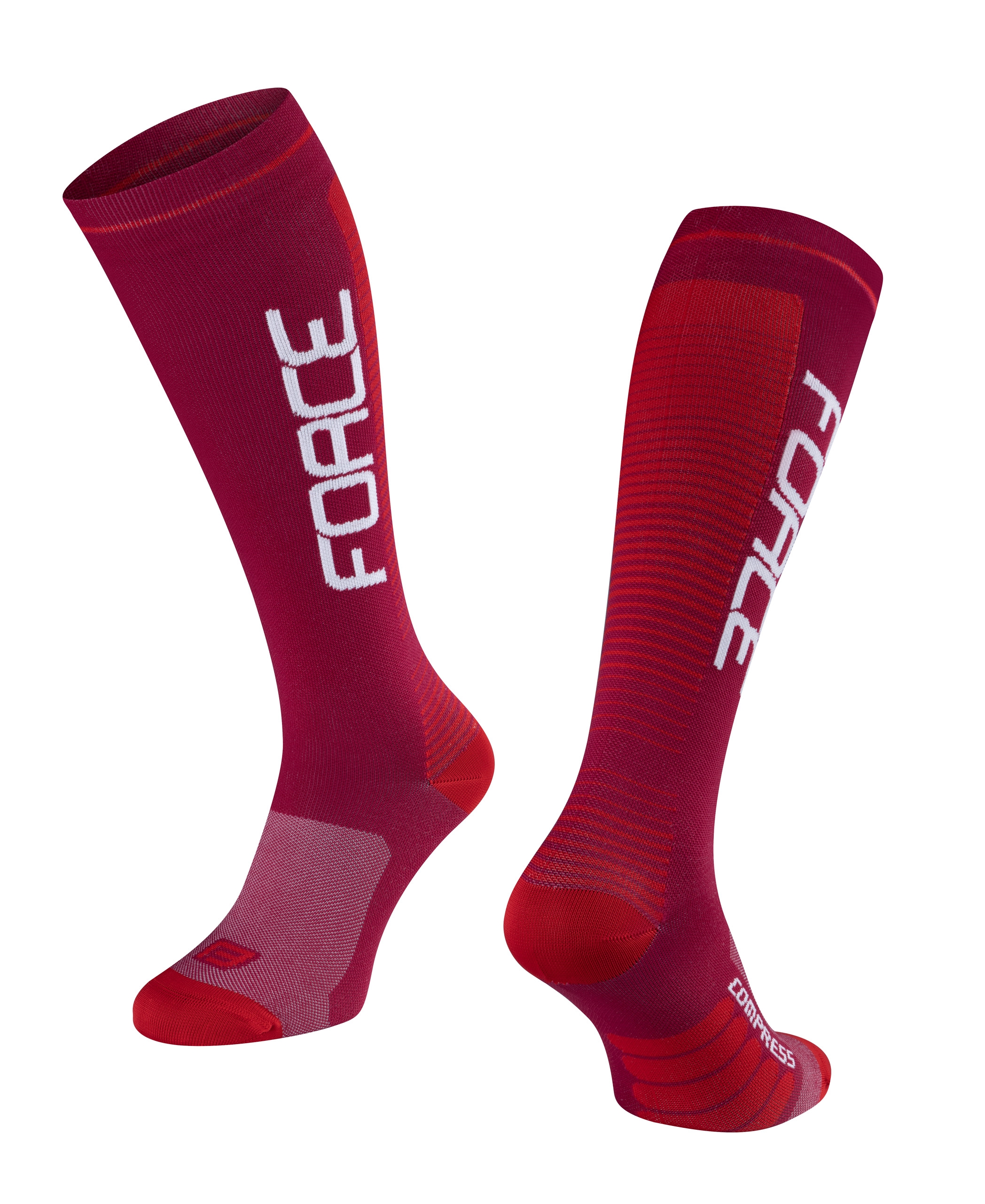ponožky FORCE COMPRESS, bordó-červené L-XL/42-47