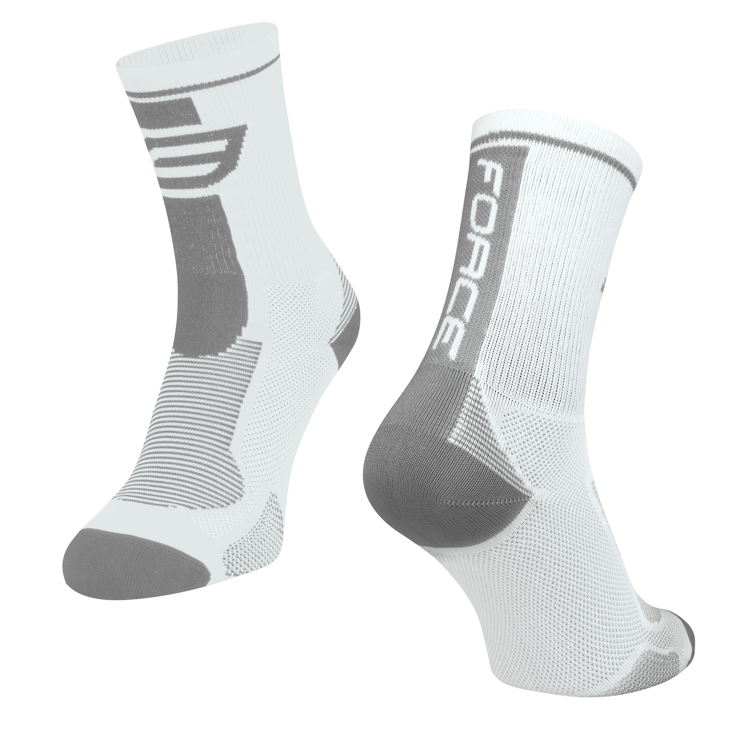 ponožky FORCE LONG, bílo-šedé XS/30-35