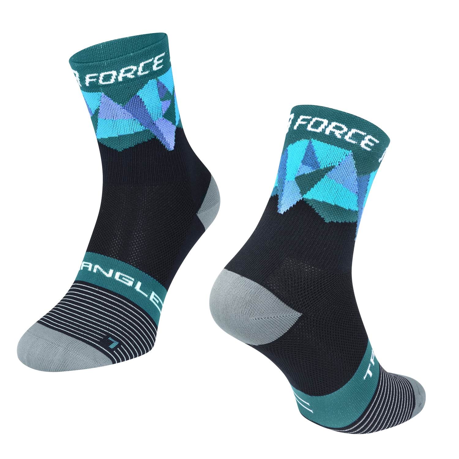 ponožky F TRIANGLE, černo-tyrkysové L-XL/42-47