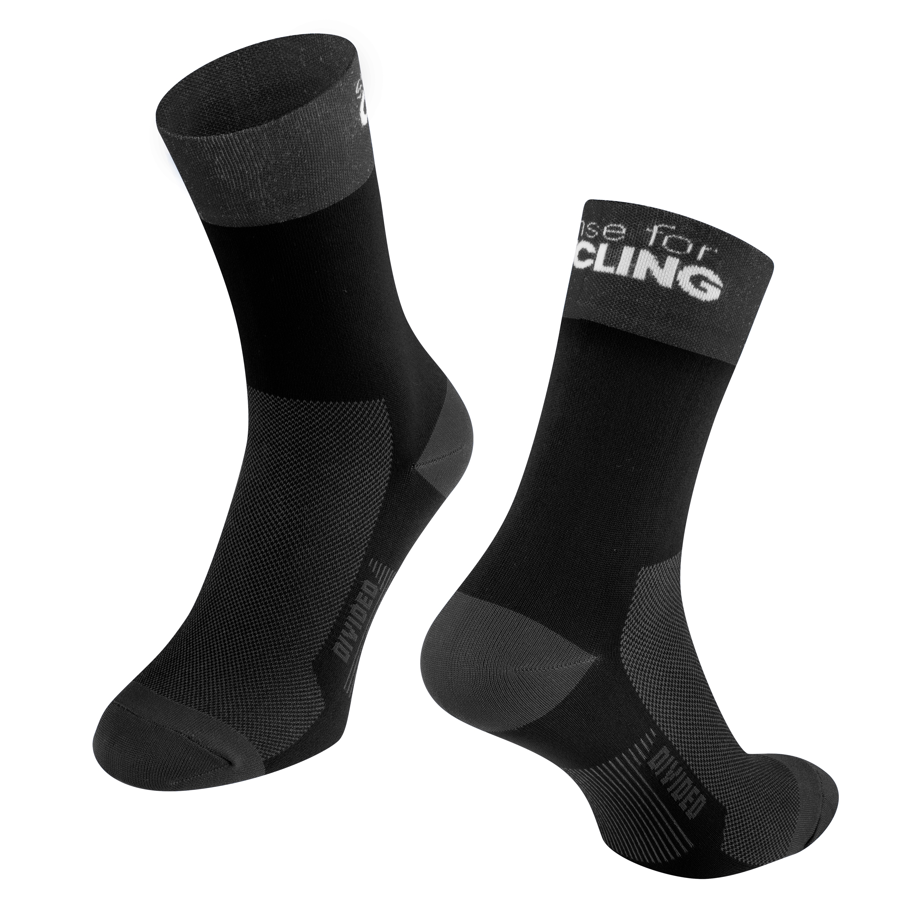 ponožky FORCE DIVIDED dlouhé, černé L-XL/42-46