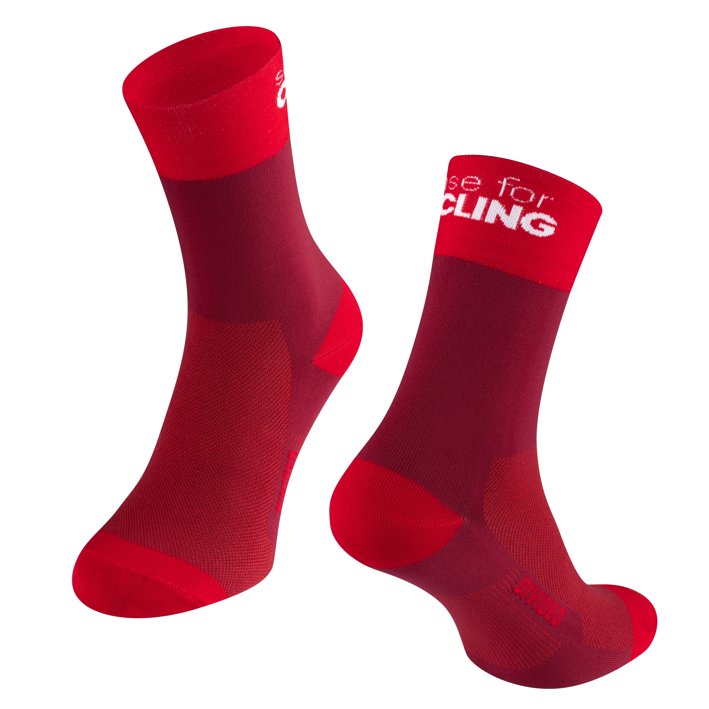 ponožky FORCE DIVIDED dlouhé, červené L-XL/42-46
