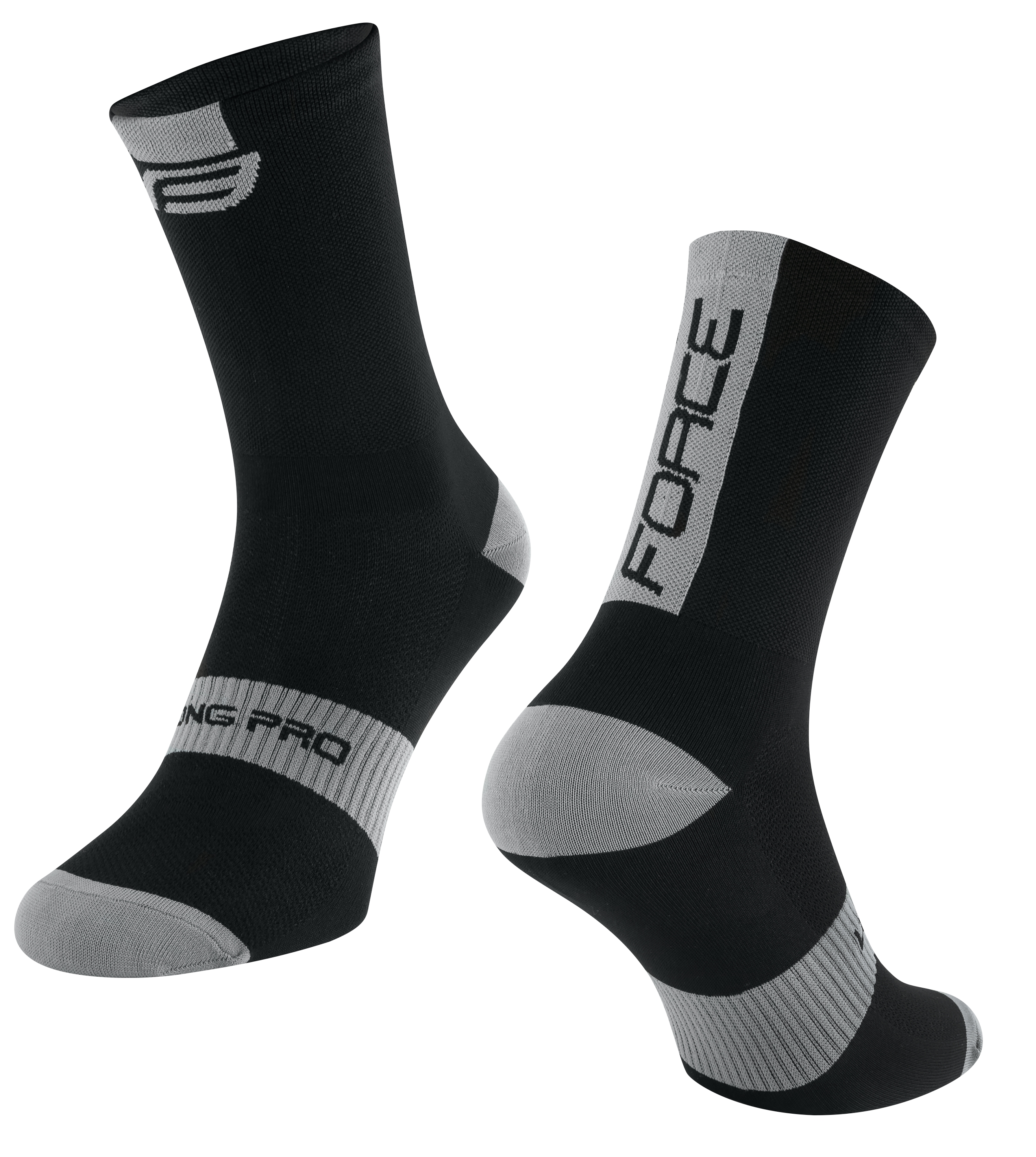 ponožky FORCE LONG PRO, černo-šedé L-XL/42-46