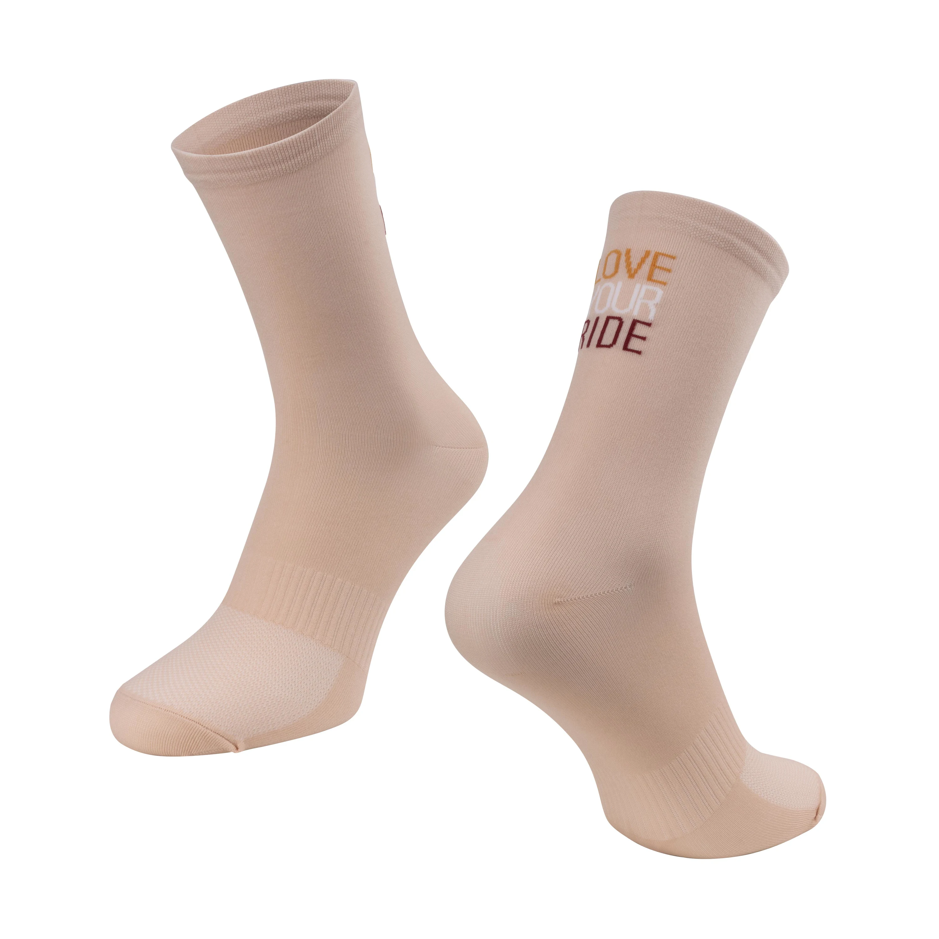 ponožky FORCE LOVE YOUR RIDE, krémové L-XL/42-46