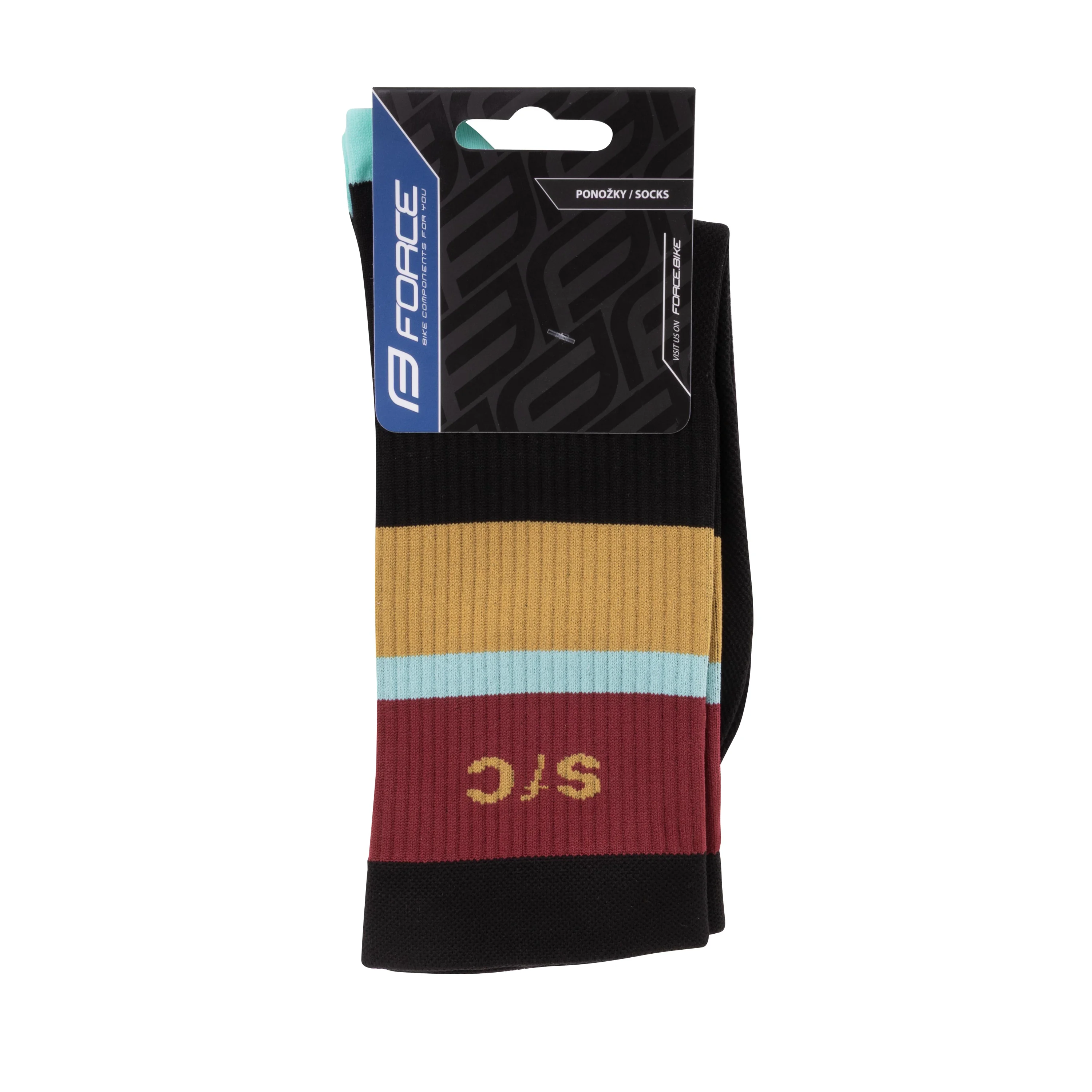 ponožky FORCE STRIPE dlouhé, černé L-XL/42-46