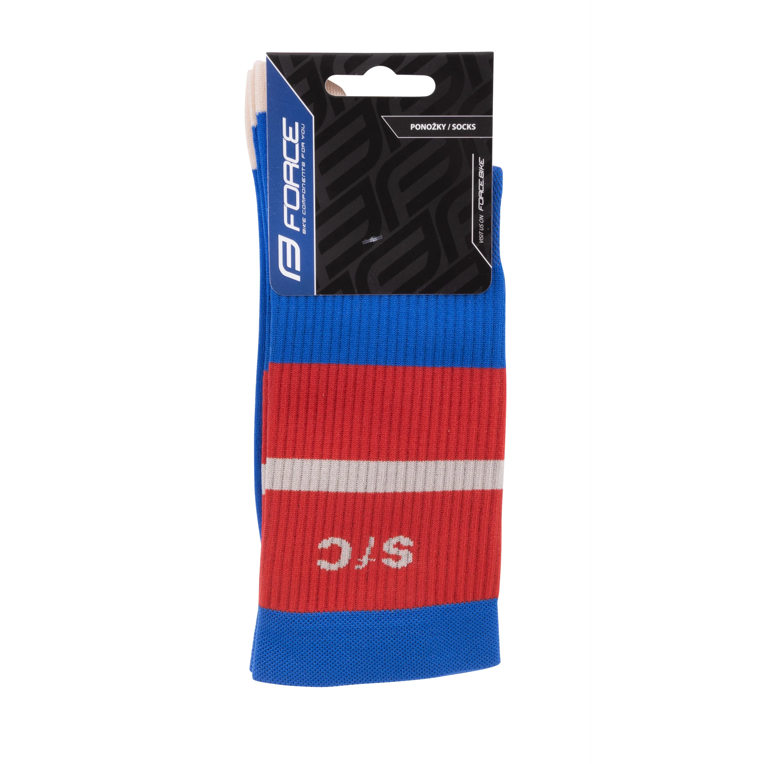 ponožky FORCE STRIPE dlouhé, modré L-XL/42-46