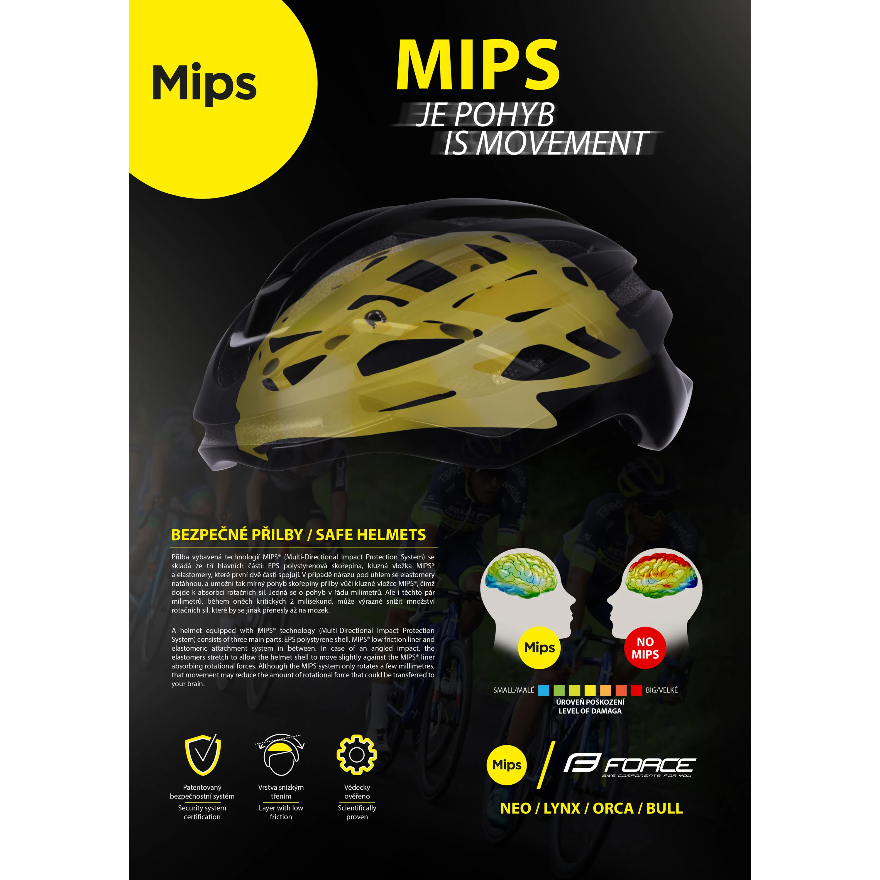 přilba FORCE ORCA MIPS,fluo-modrá, S-M