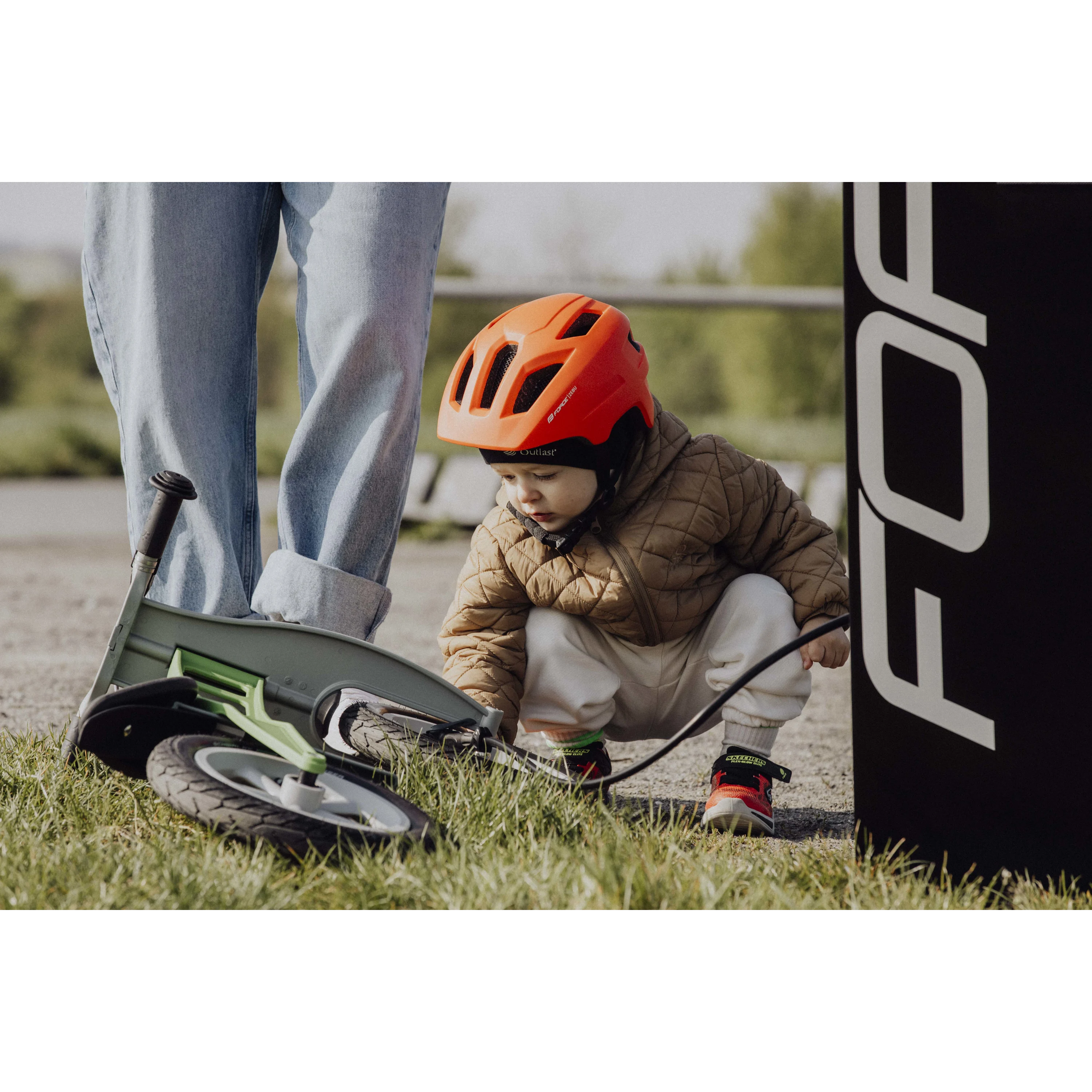 přilba FORCE ZEBU s blikačkou, oranžová XS-S