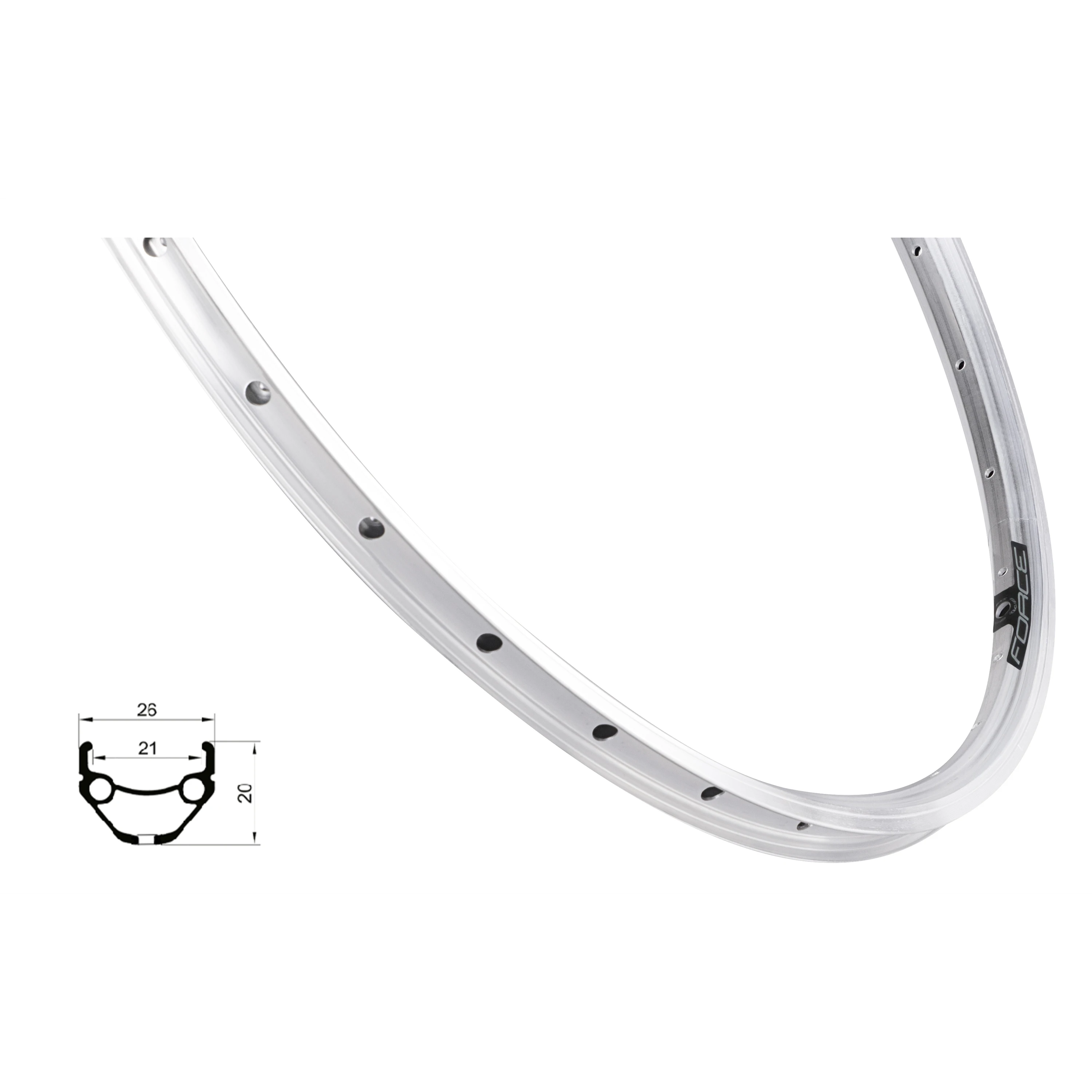 ráfek FORCE PRIME 622x21, 32děr, stříbrný
