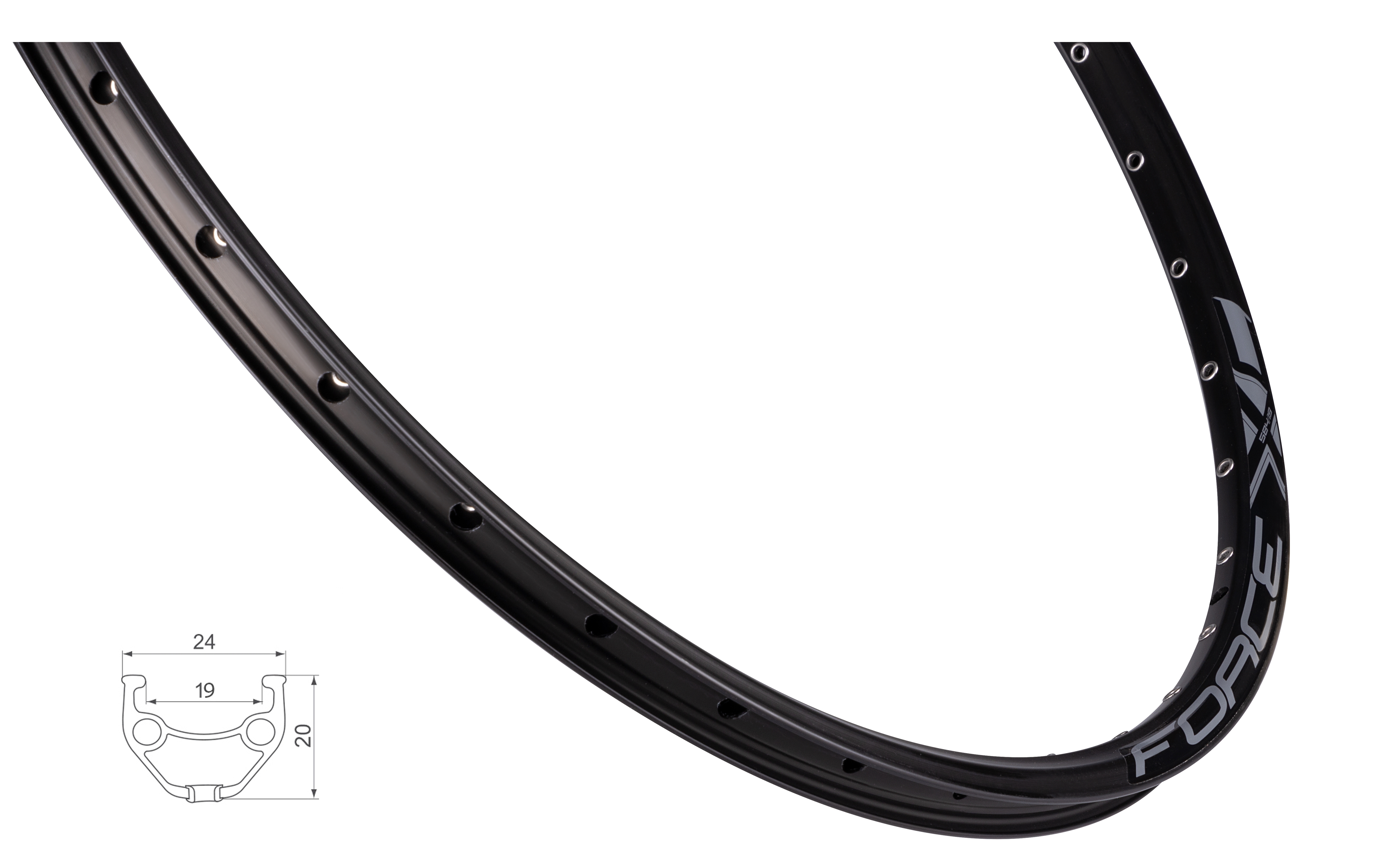 ráfek FORCE XC BASIC DISC 584x19, 32děr, černý