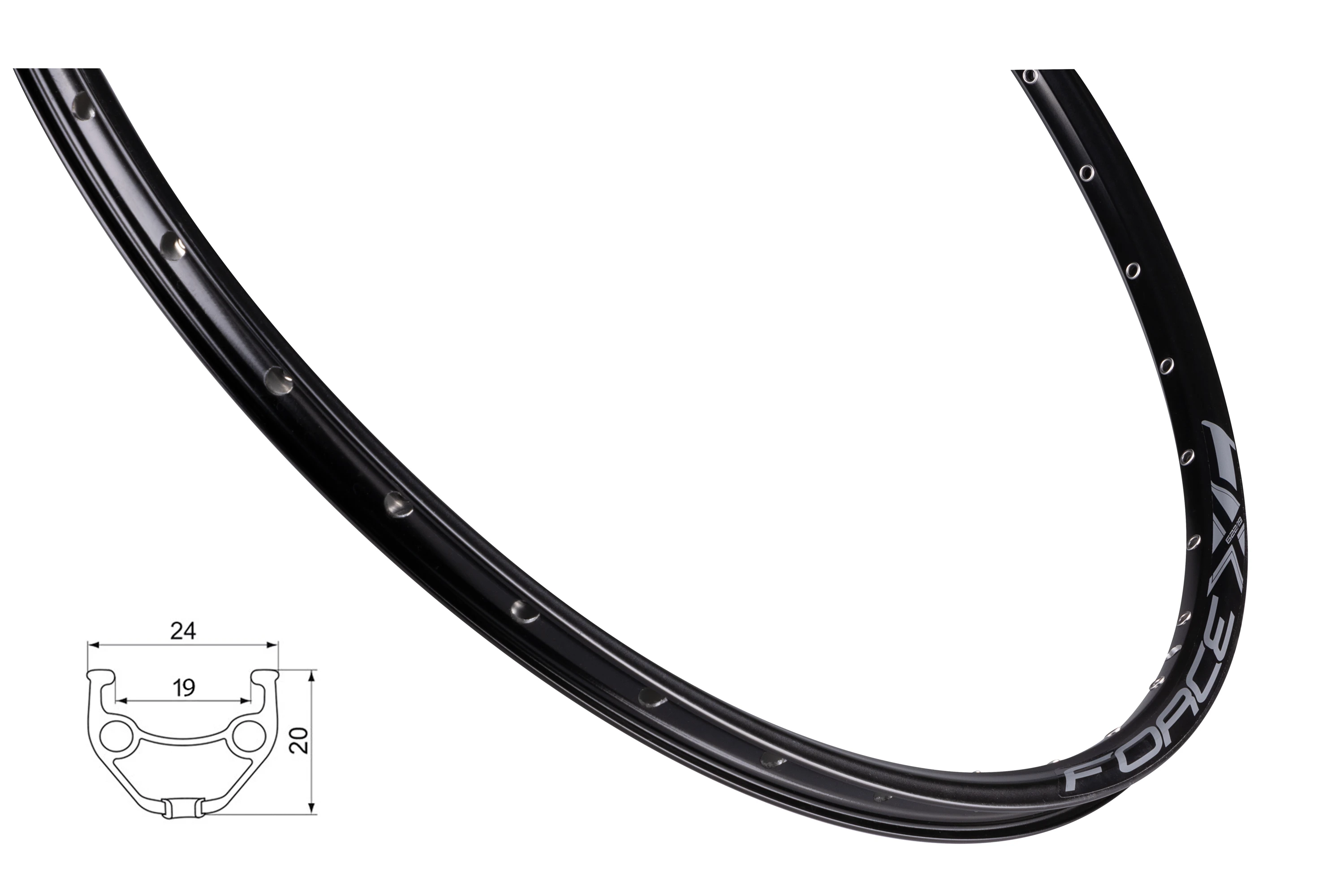 ráfek FORCE XC BASIC DISC 622x19, 32děr, černý