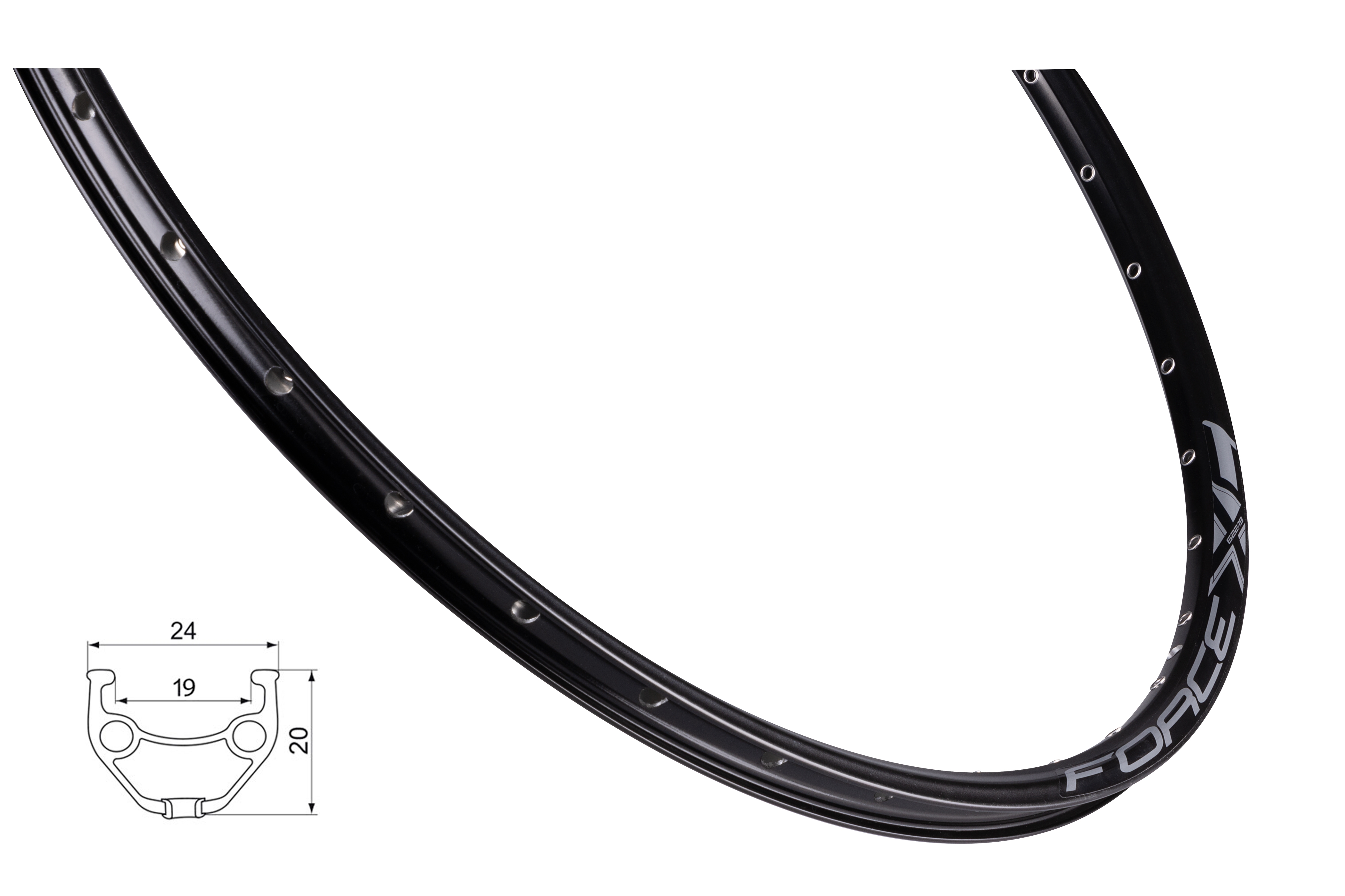 ráfek FORCE XC BASIC DISC 622x19, 36děr, černý