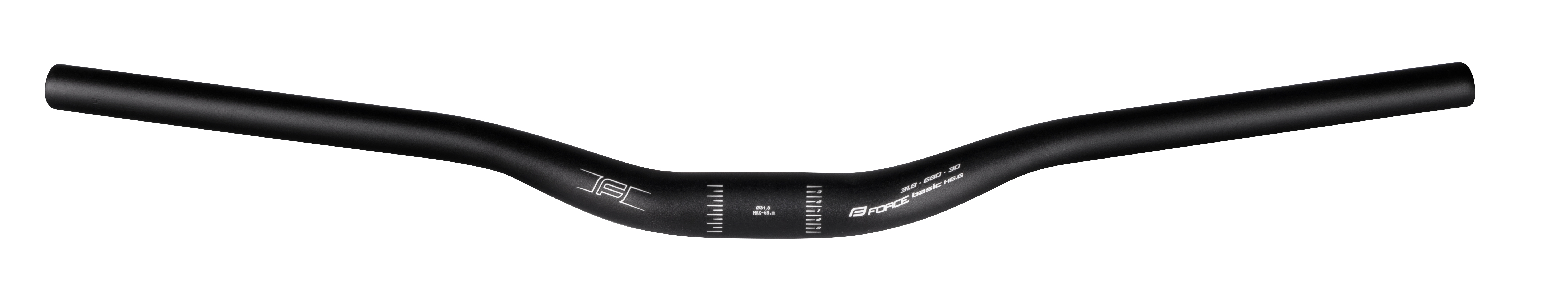 řídítka FORCE BASIC H6.6 prohlé 31,8/680mm Al,črn. mat