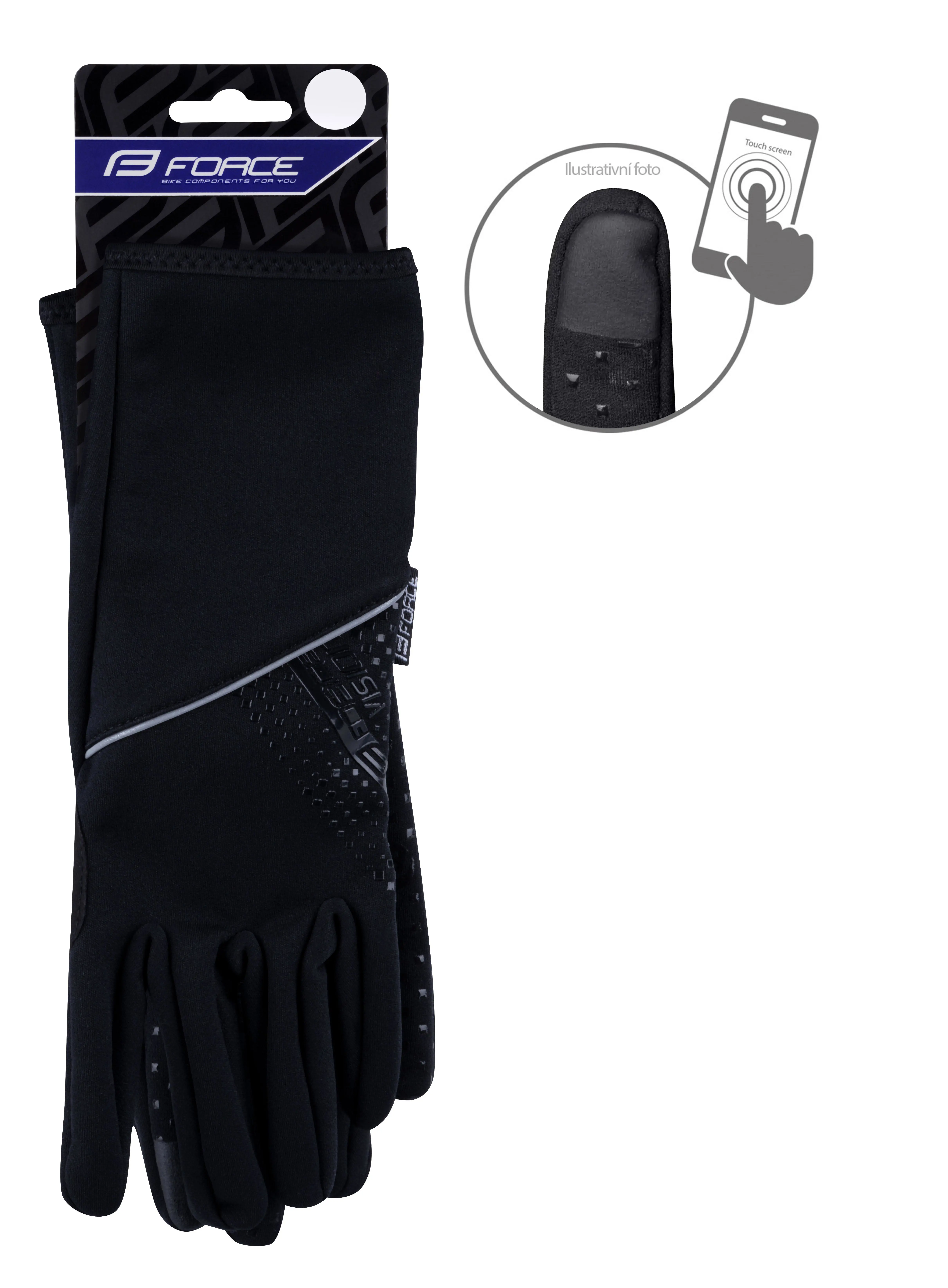 rukavice F VISION softshell, jaro-podzim,černé XXL