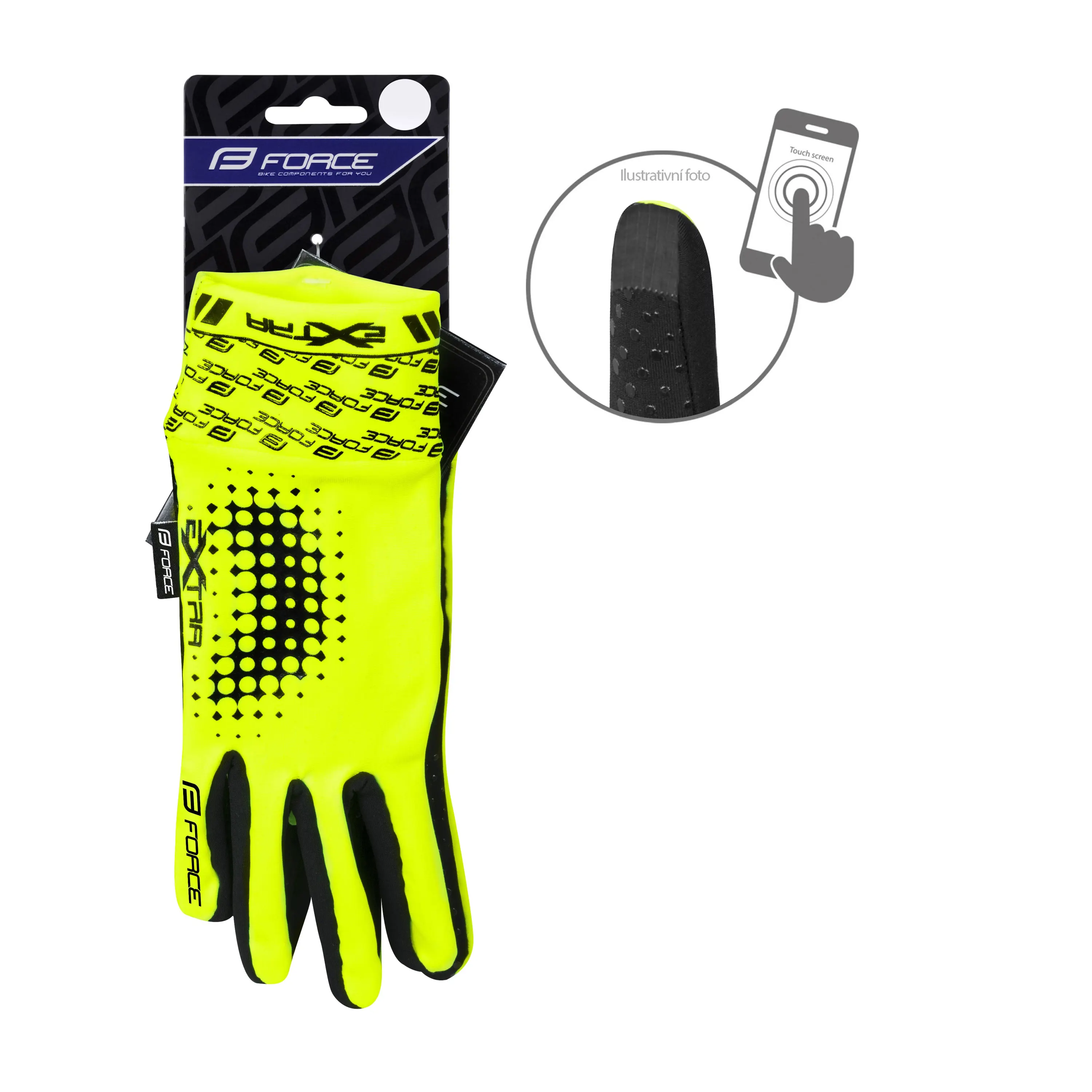 rukavice FORCE EXTRA, jaro-podzim, fluo M