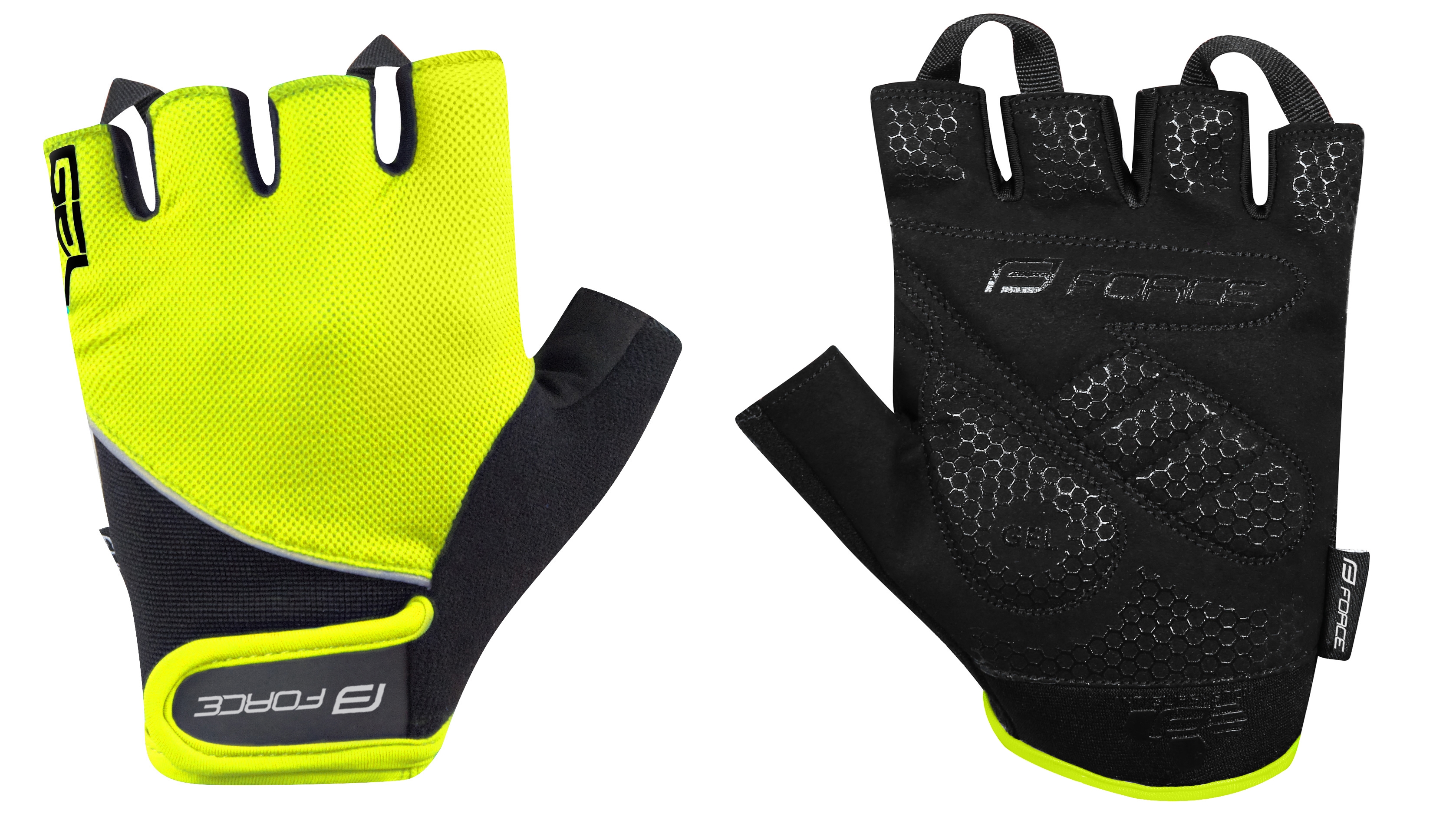 rukavice FORCE GEL , fluo-černé XXL