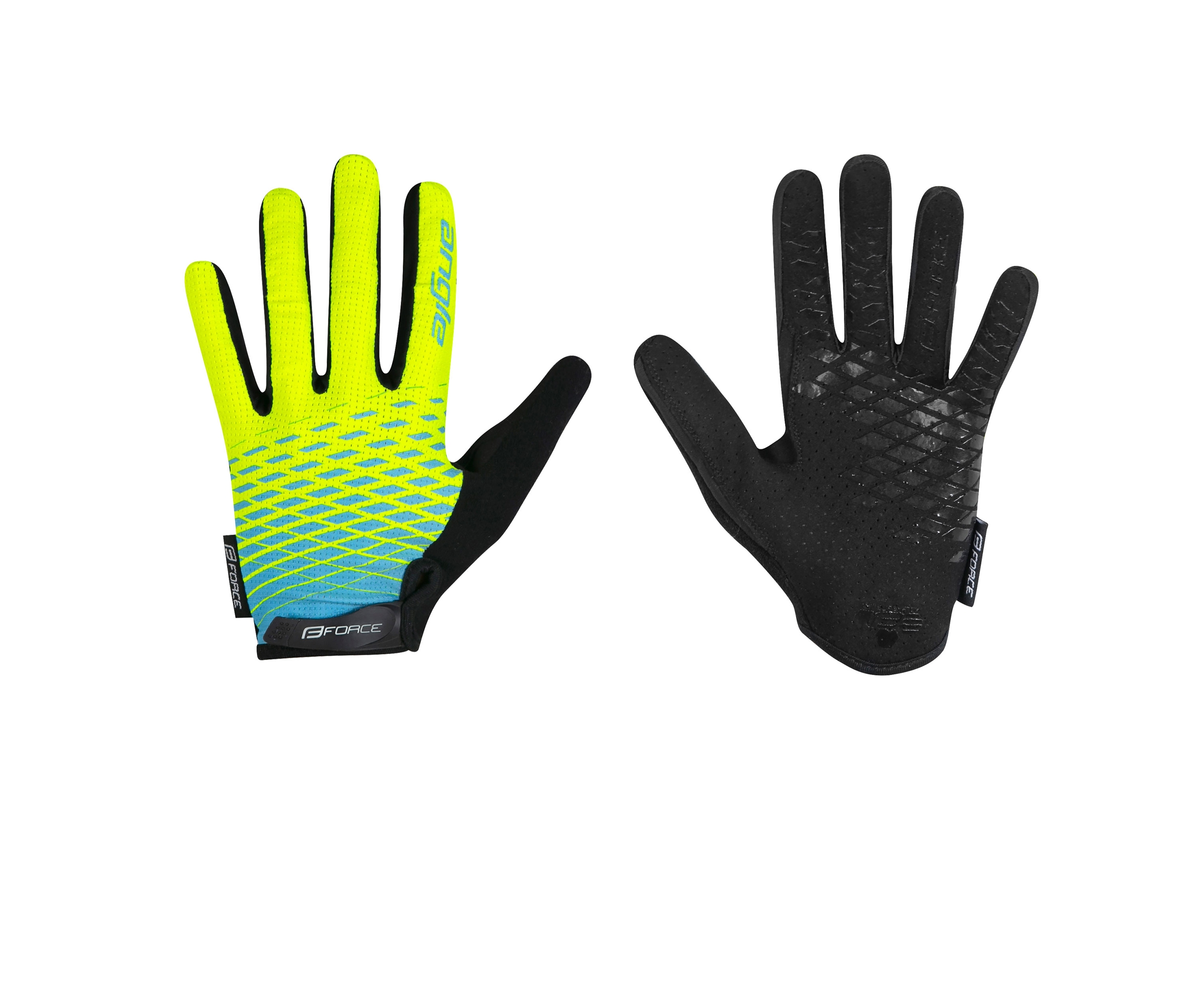 rukavice FORCE KID dětské MTB ANGLE letní, fluo-modré L