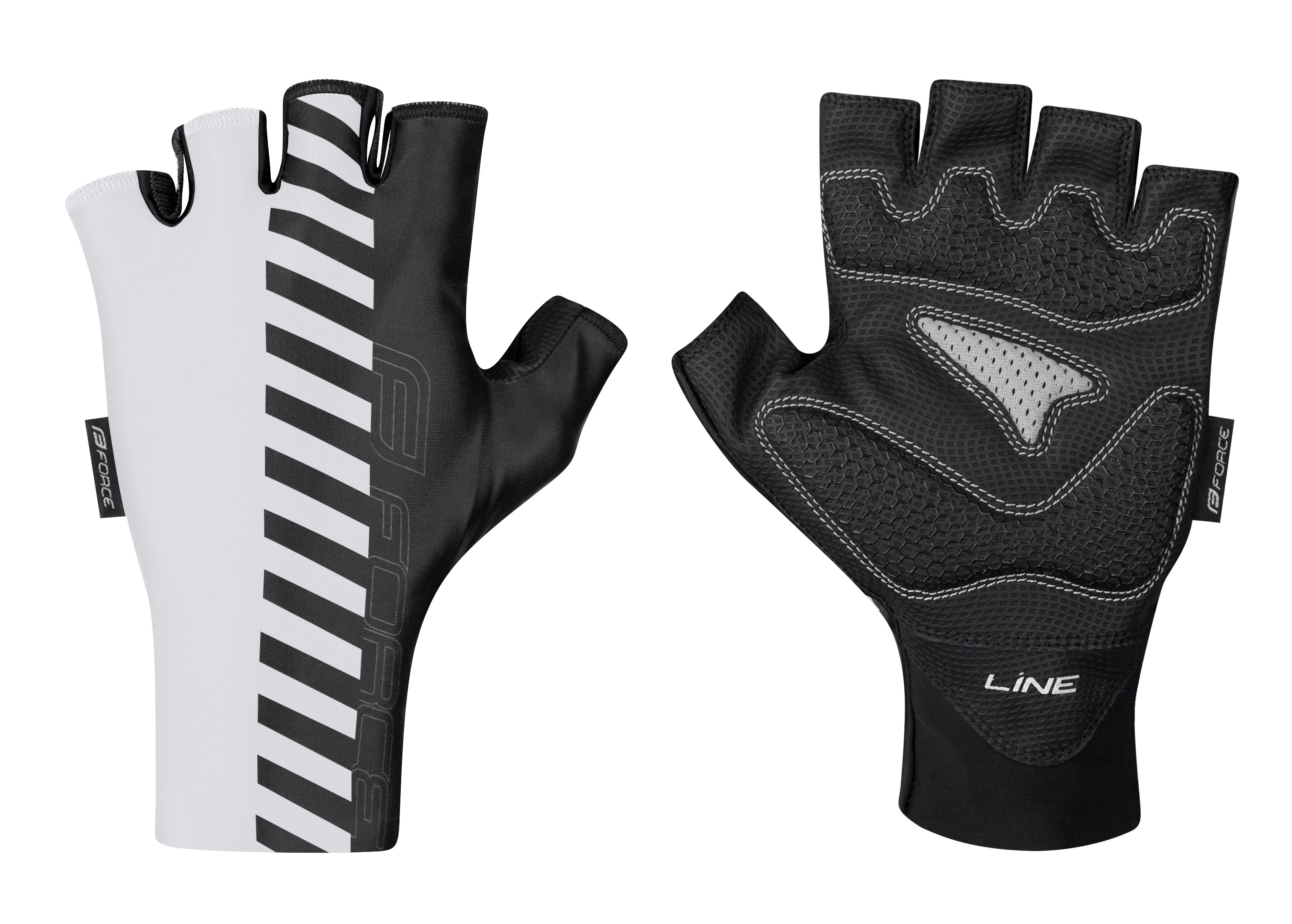 rukavice FORCE LINE bez zapínání, bílo-černé XL