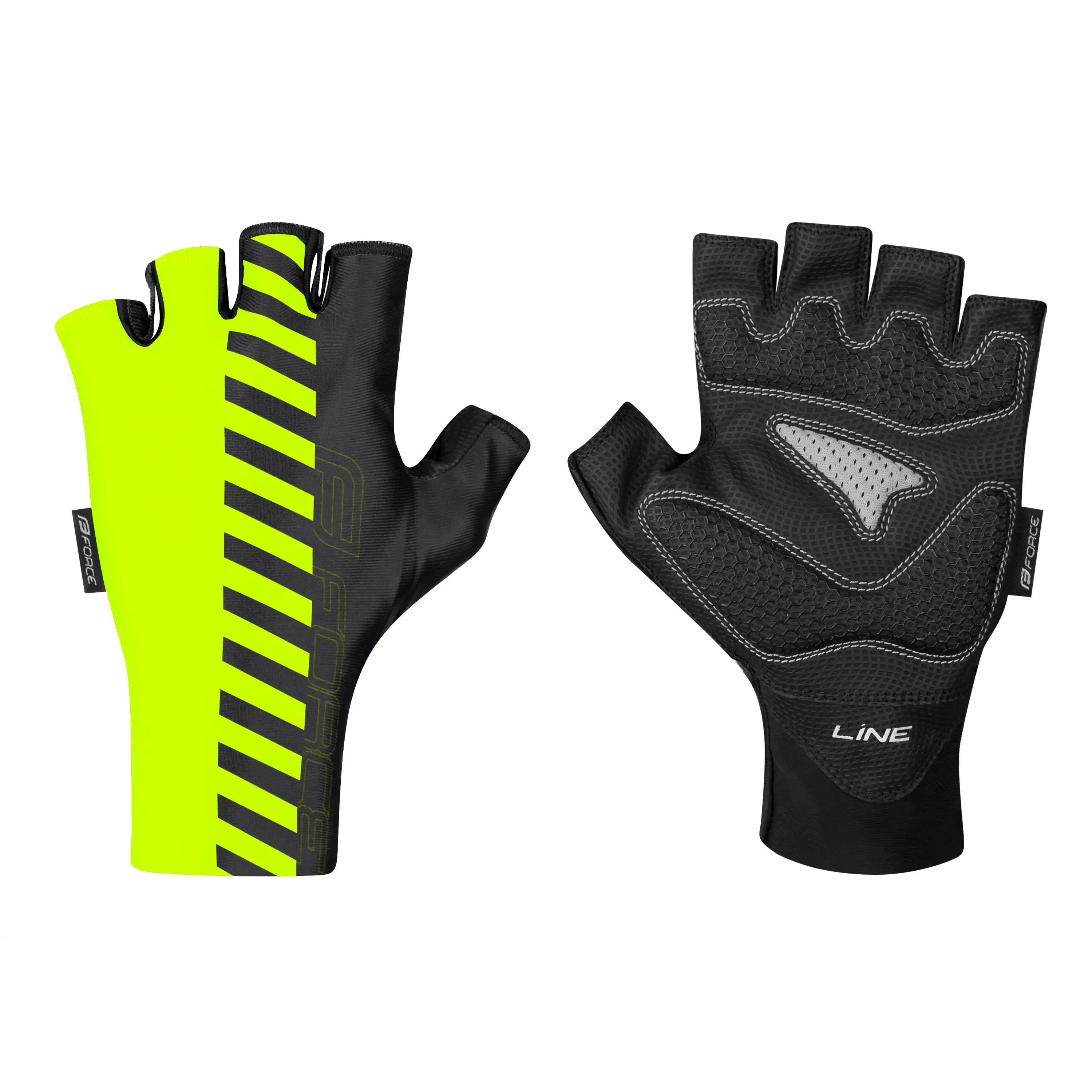 rukavice FORCE LINE bez zapínání, fluo-černé S