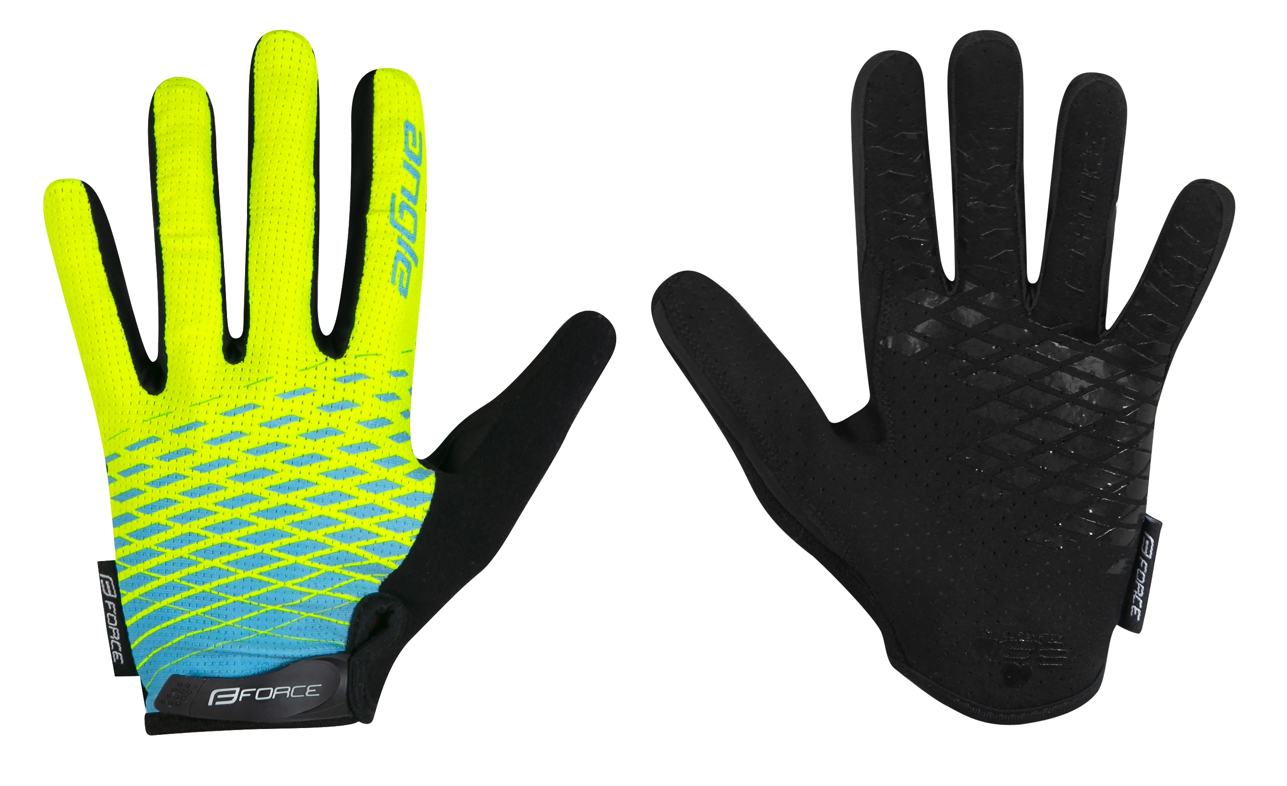 rukavice FORCE MTB ANGLE letní, fluo-modré