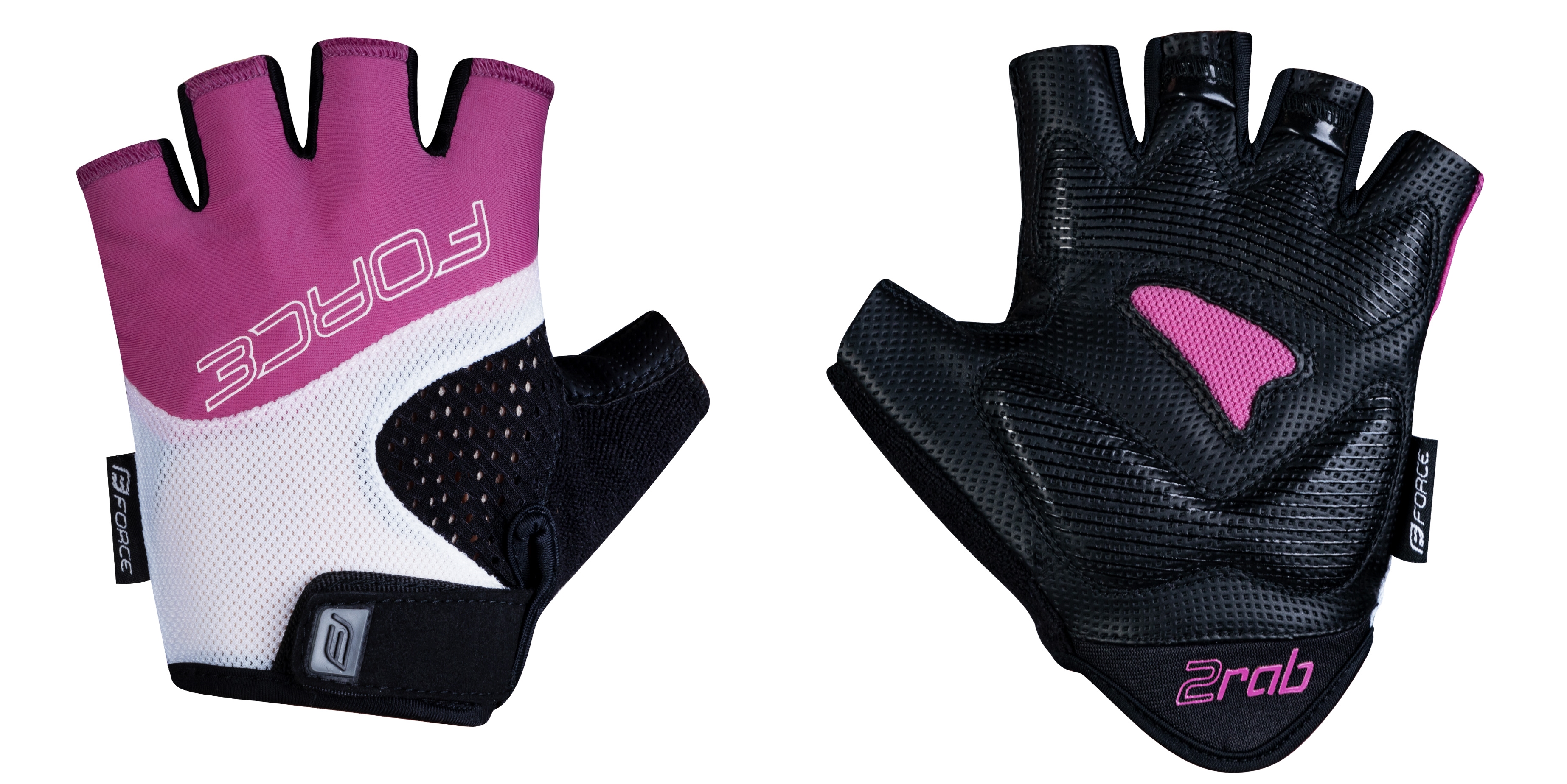 rukavice FORCE RAB 2 LADY, černo-růžovo-bílé