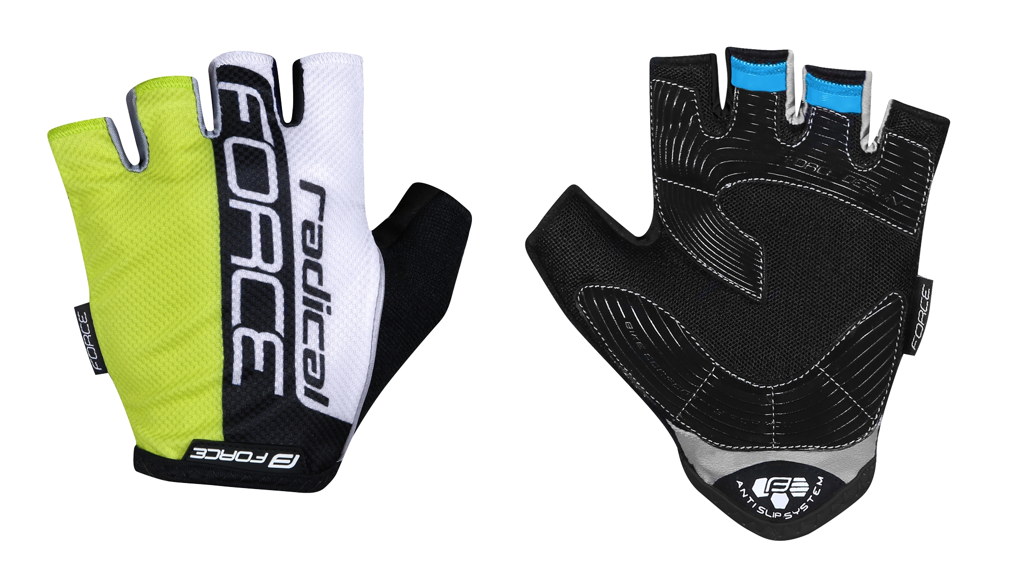 rukavice FORCE RADICAL, fluo-bílo-černé