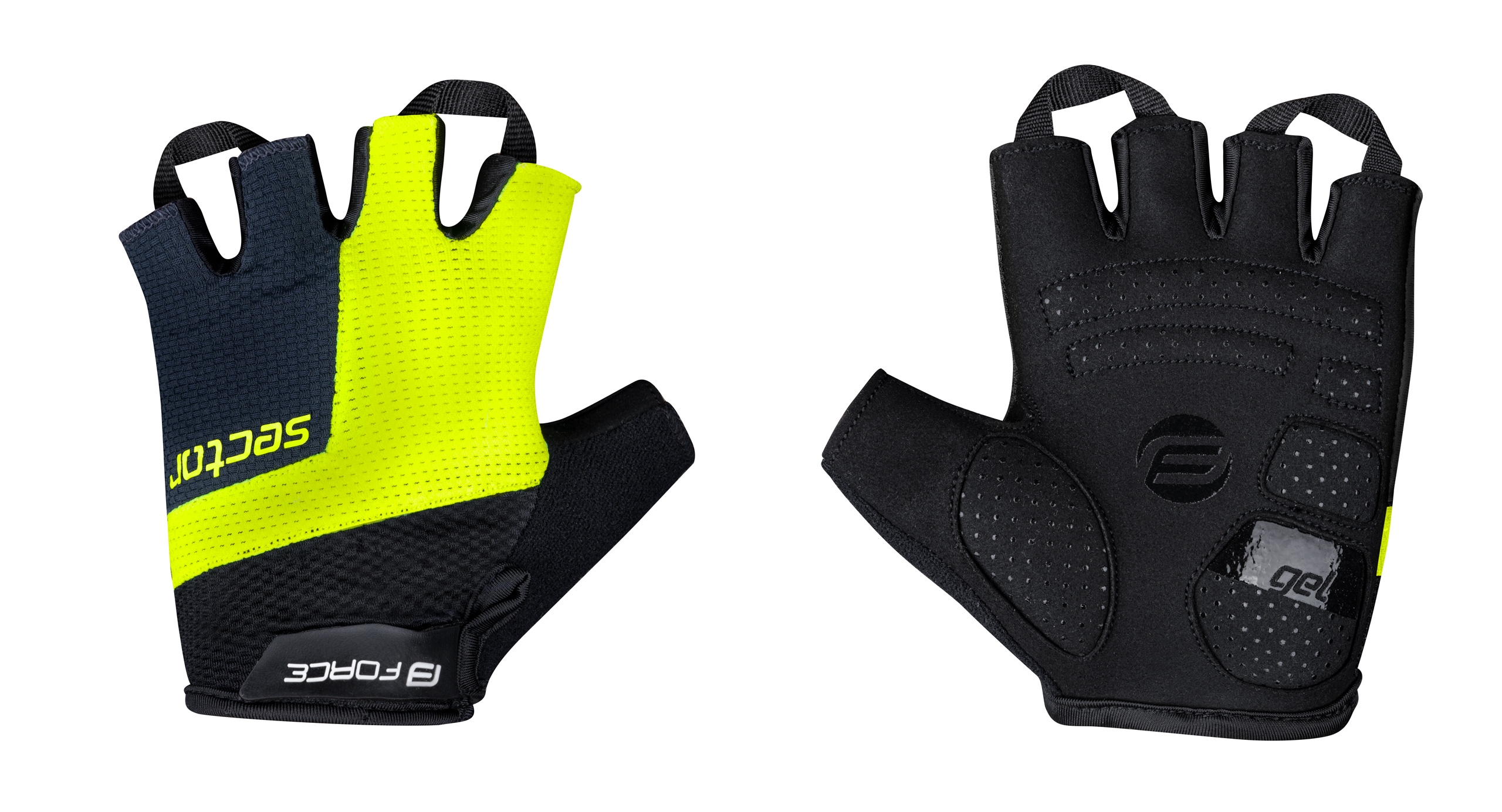 rukavice FORCE SECTOR gel, černo-fluo XXL