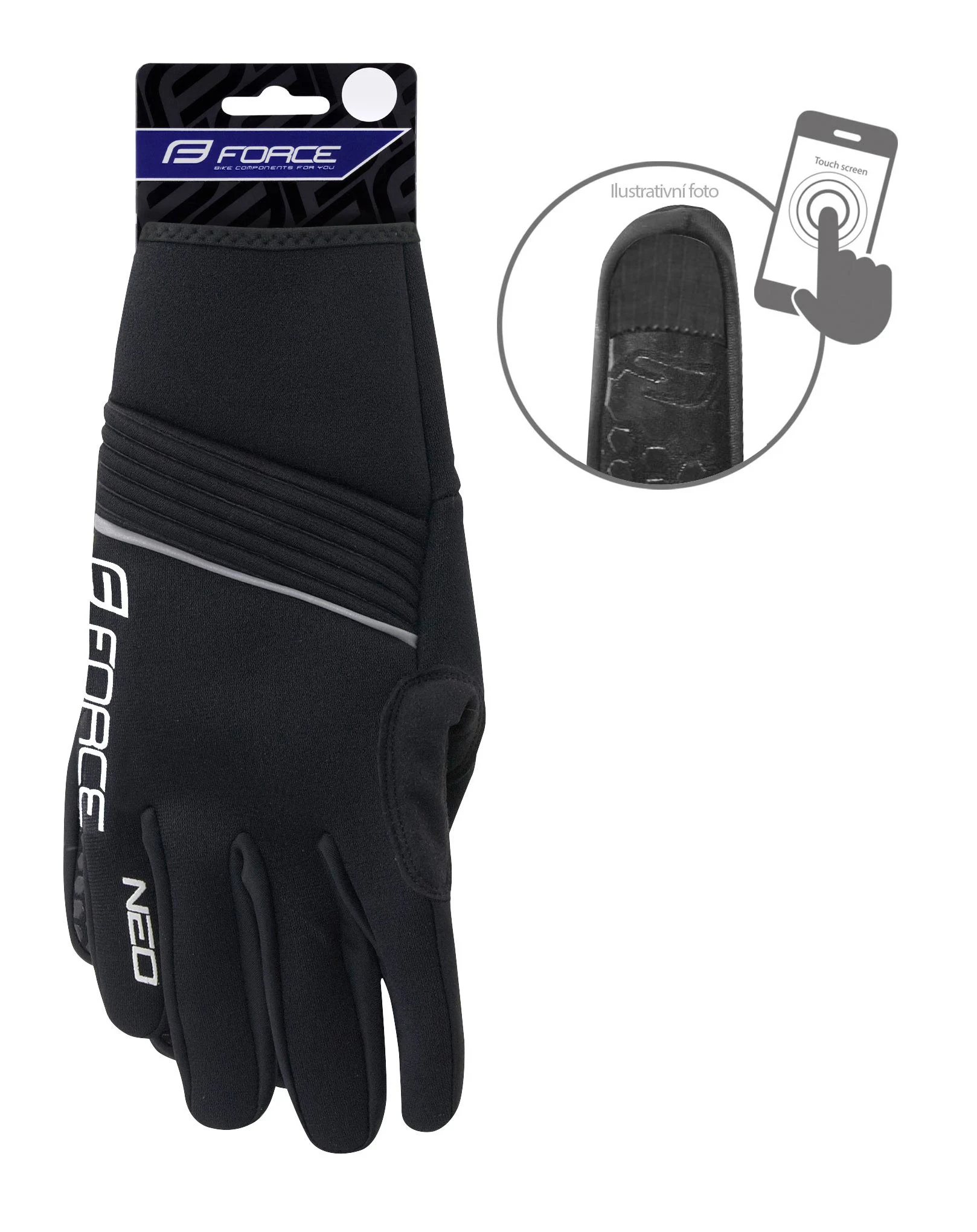 rukavice neoprén FORCE NEO, černé