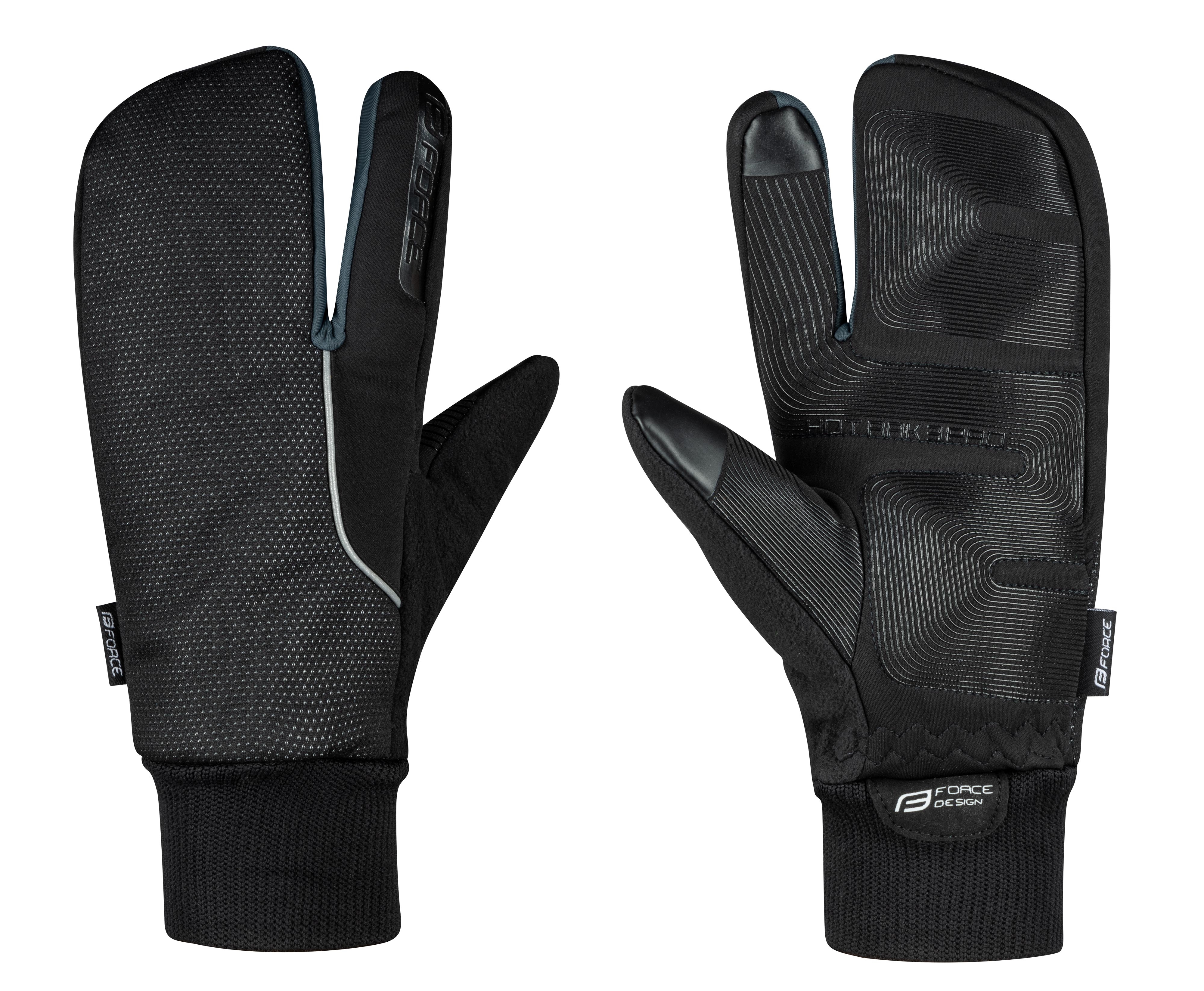 rukavice zimní FORCE HOT RAK PRO 3+1, černé XL