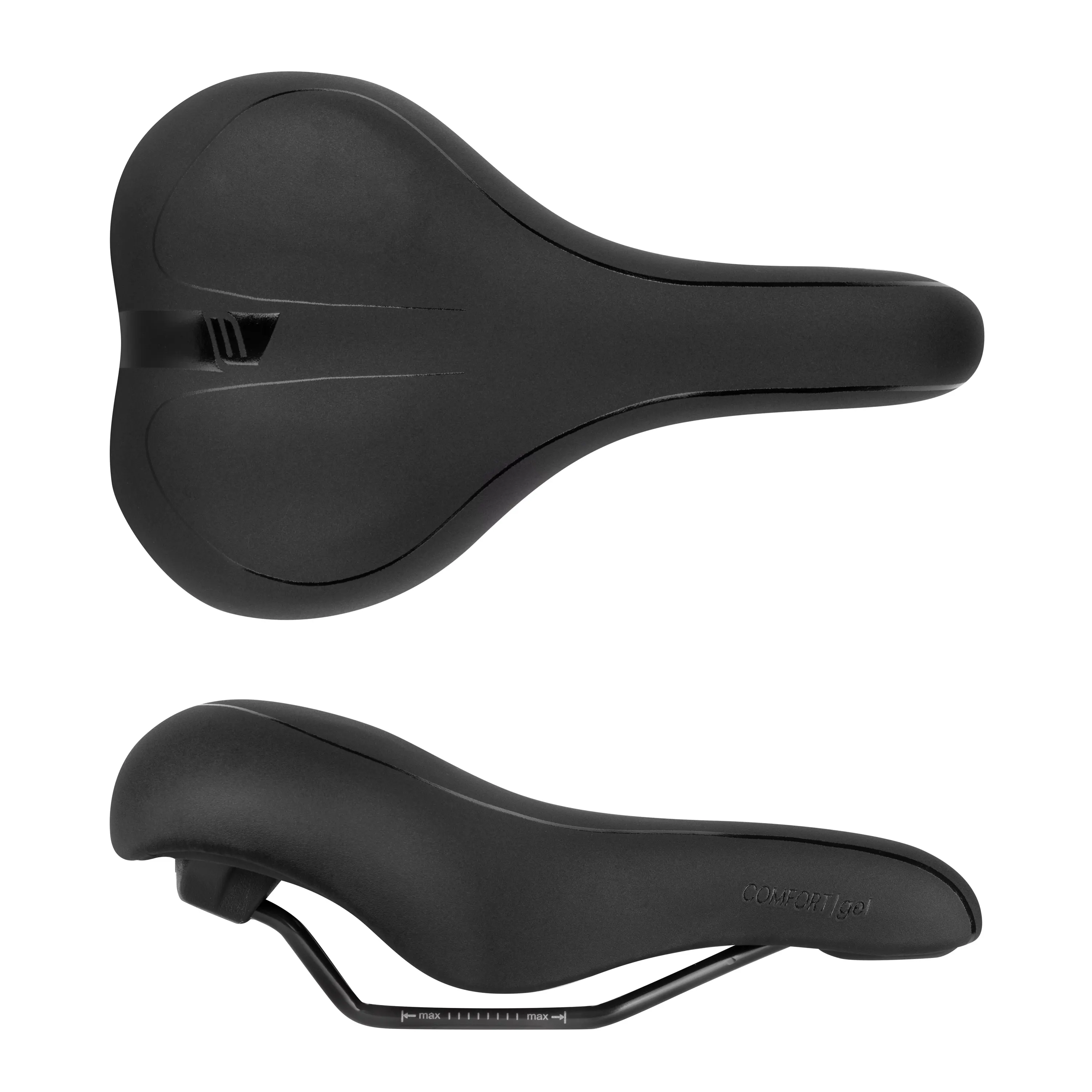 sedlo FORCE COMFORT GEL turistické, černé