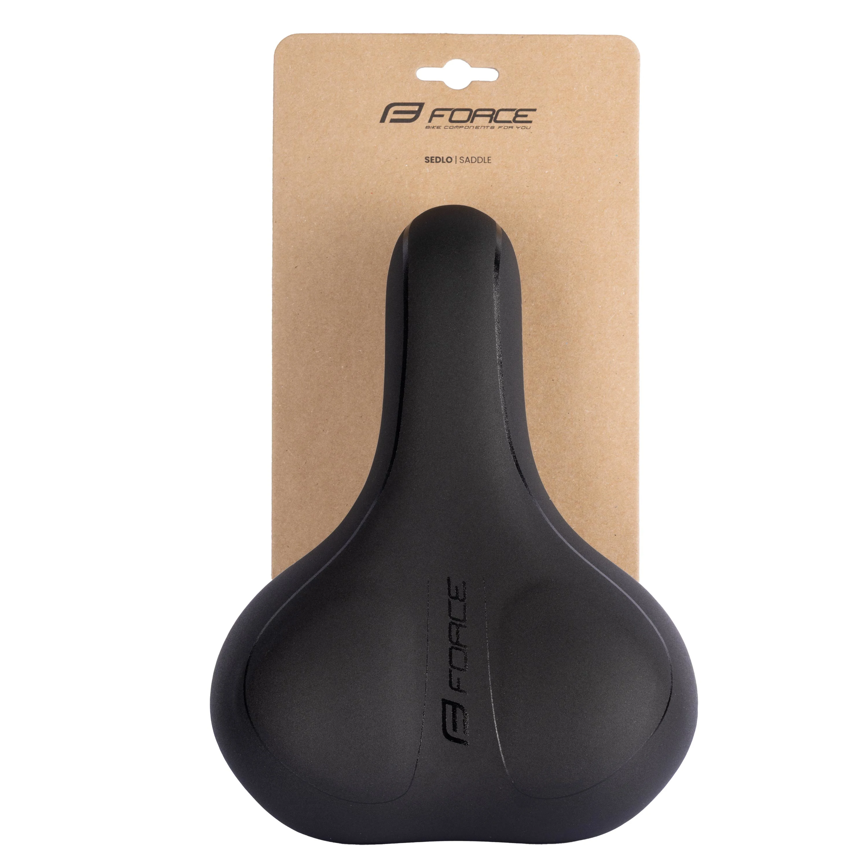 sedlo FORCE COMFORT GEL UNI turistické, černé