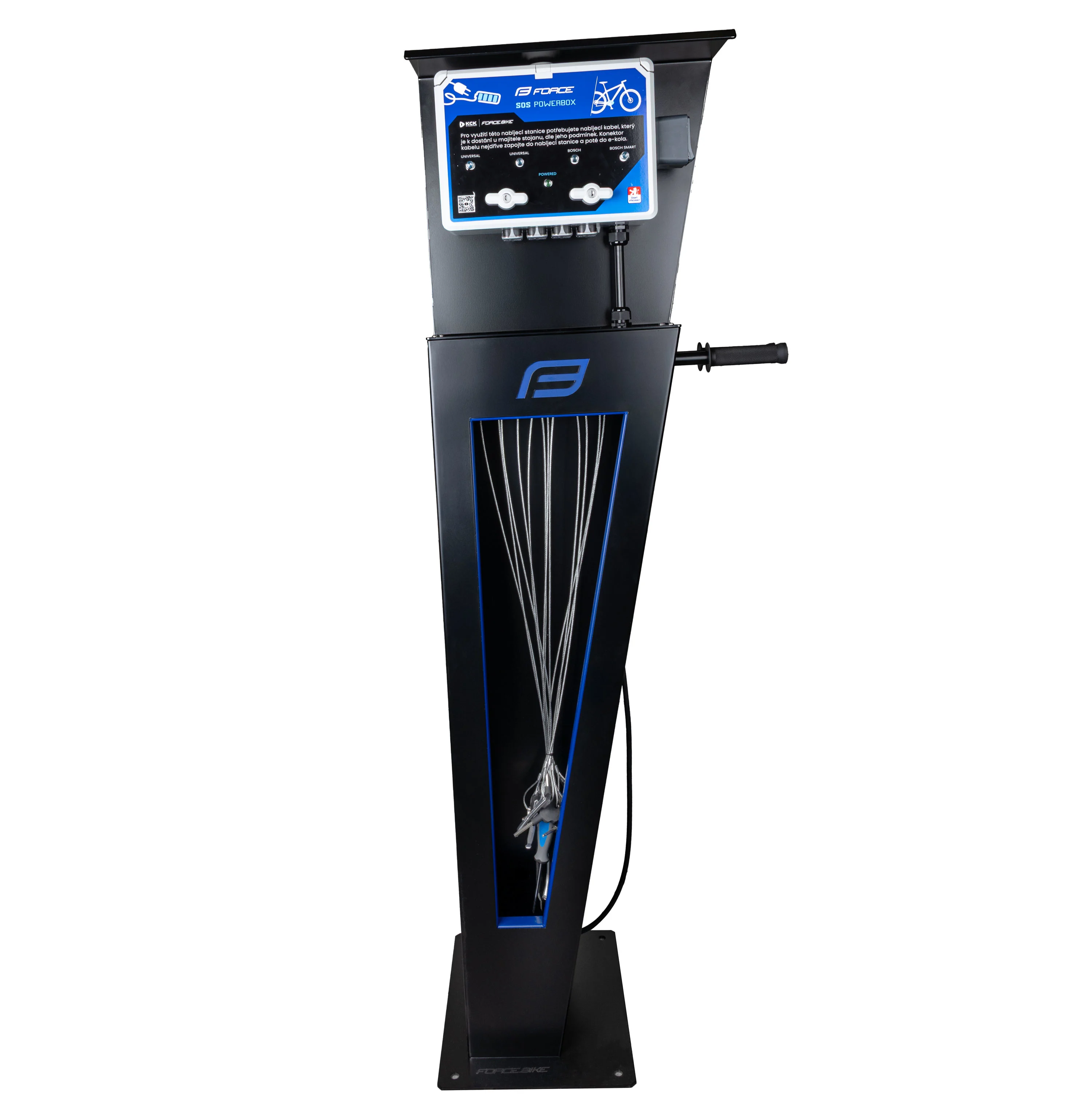 stojan nabíjecí FORCE SOS E-BIKE, 4P-2U,1B,1Bs+1Z