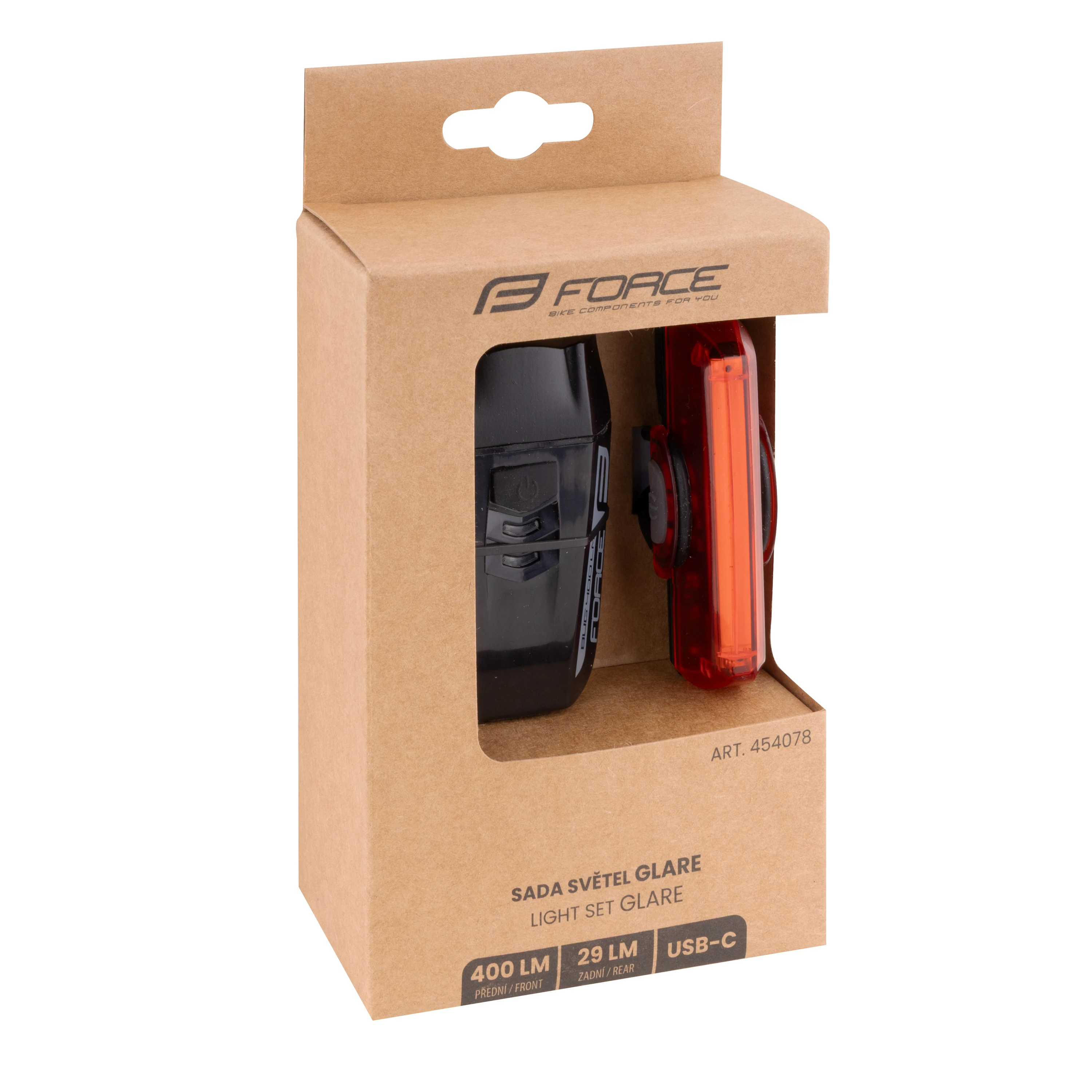 světla sada FORCE GLARE USB přední+zadní