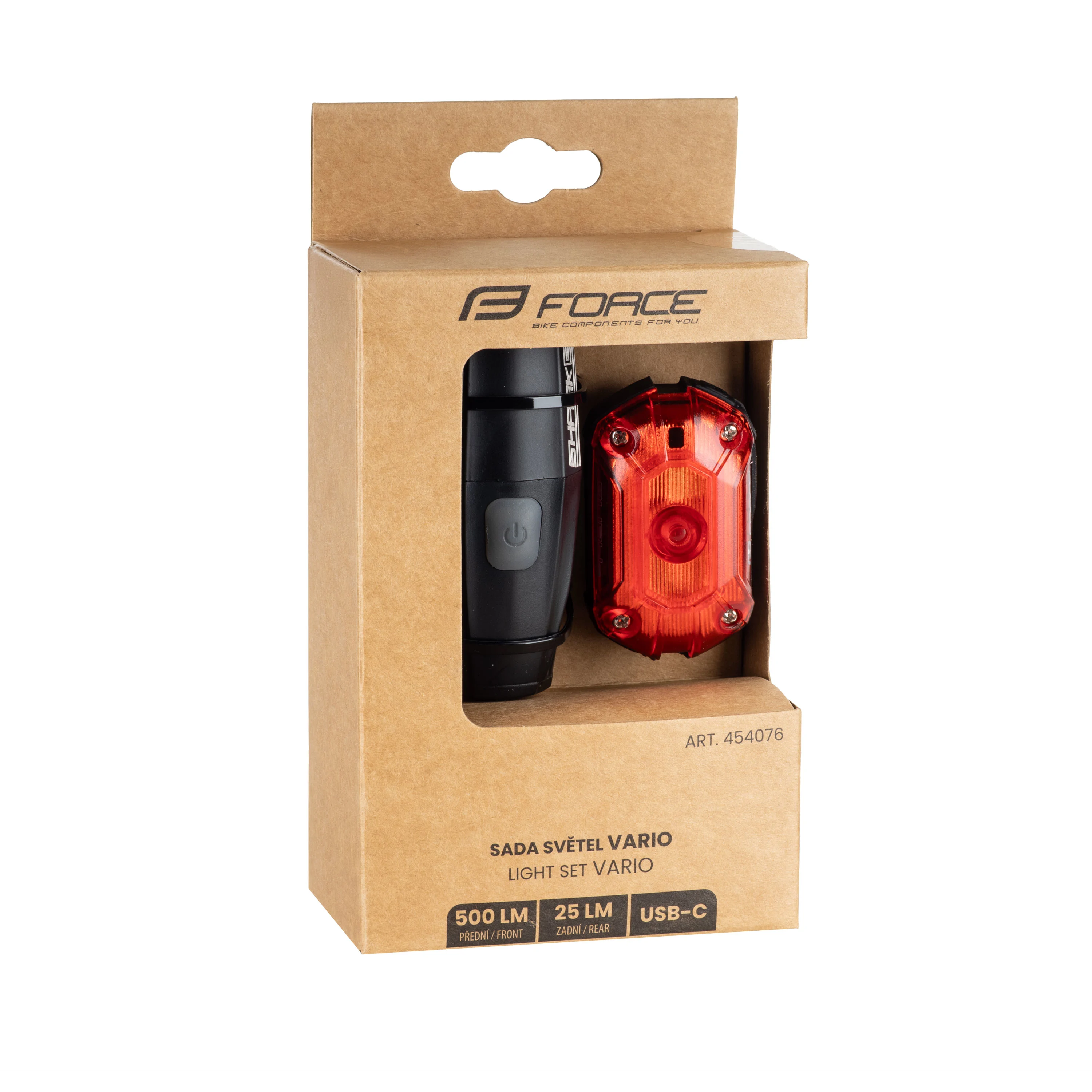 světla sada FORCE VARIO USB přední+zadní