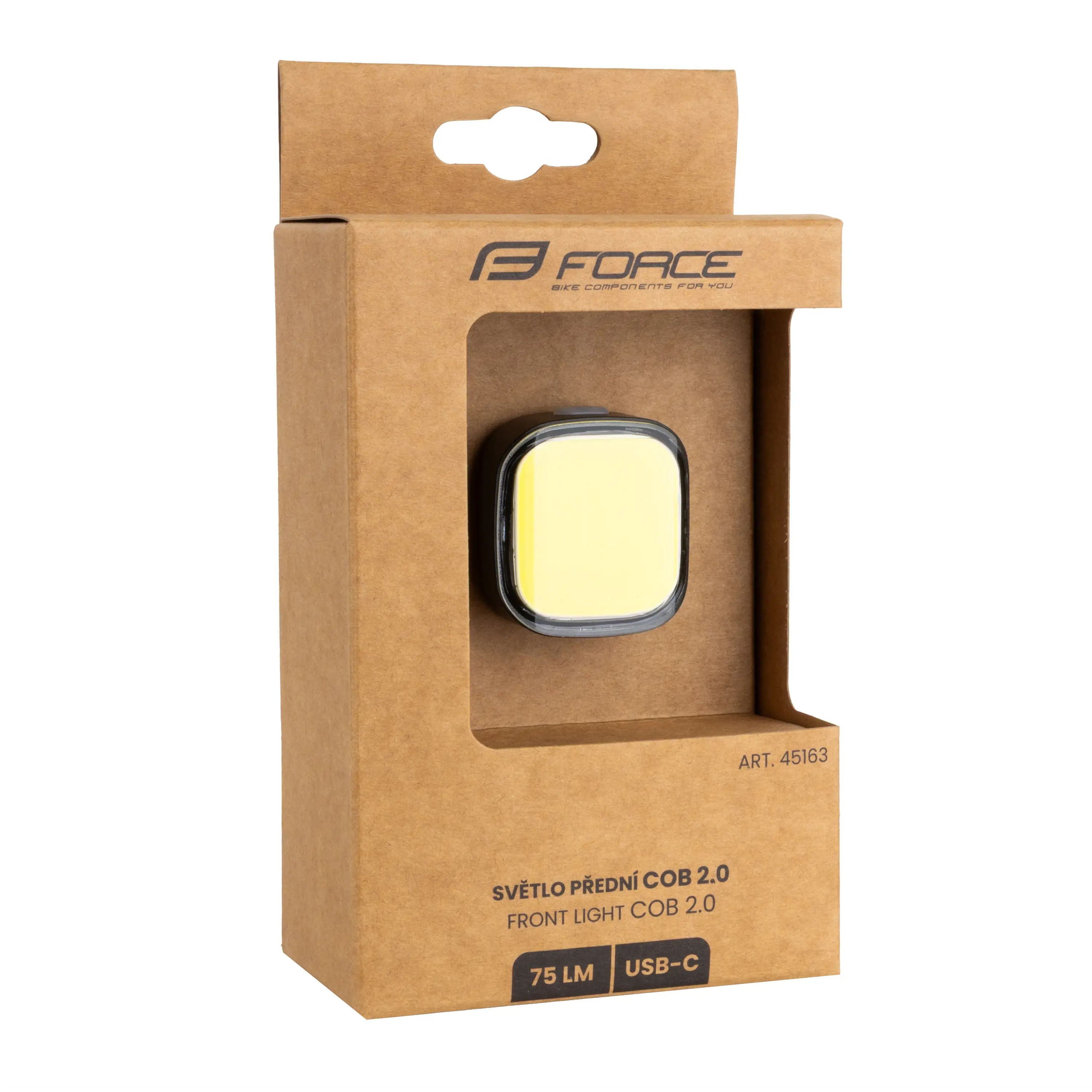 světlo/blikačka přední FORCE COB 2.0 75LM USB,čern
