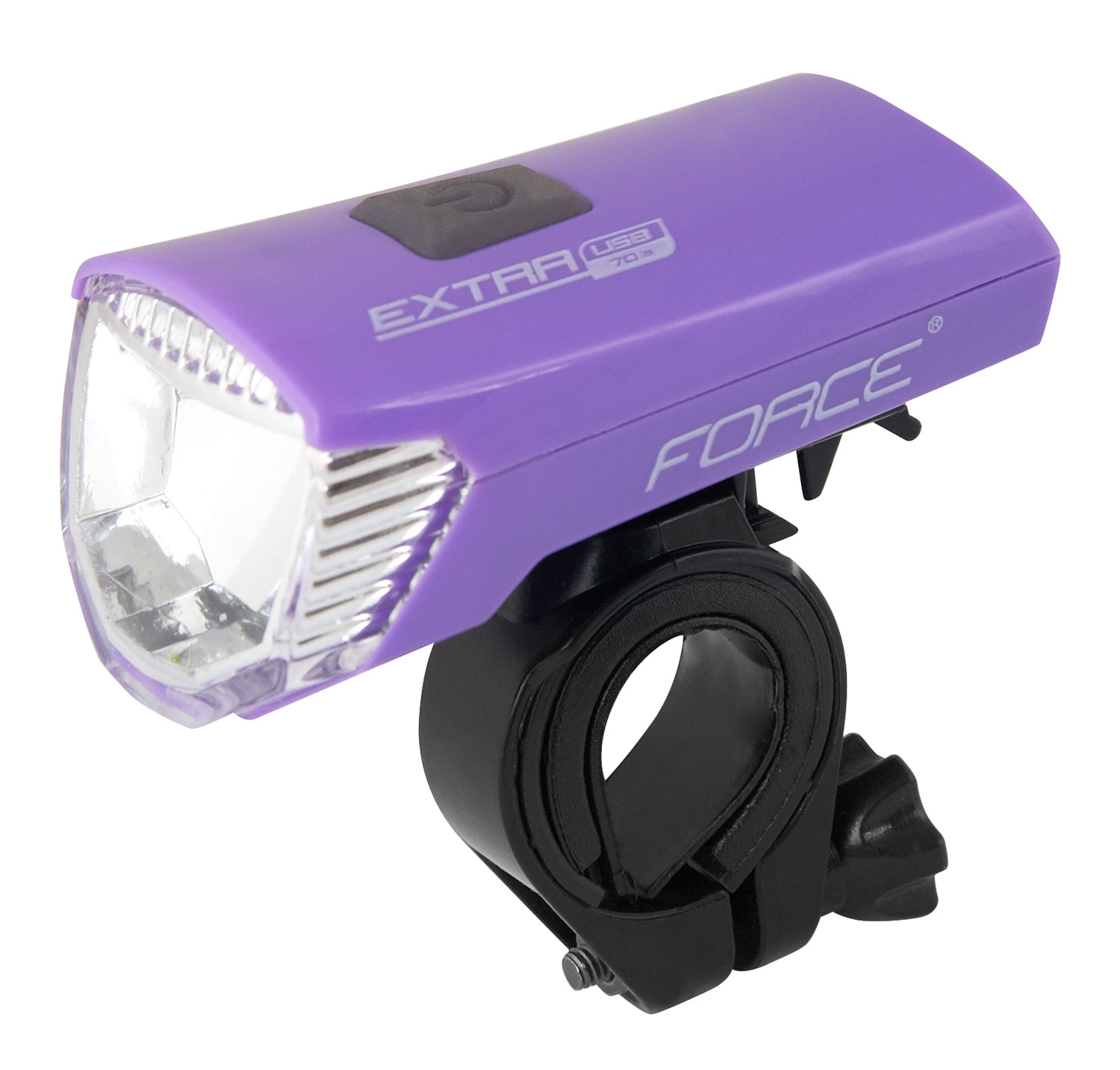 světlo přední FORCE EXTRA USB 1 dioda, fialové