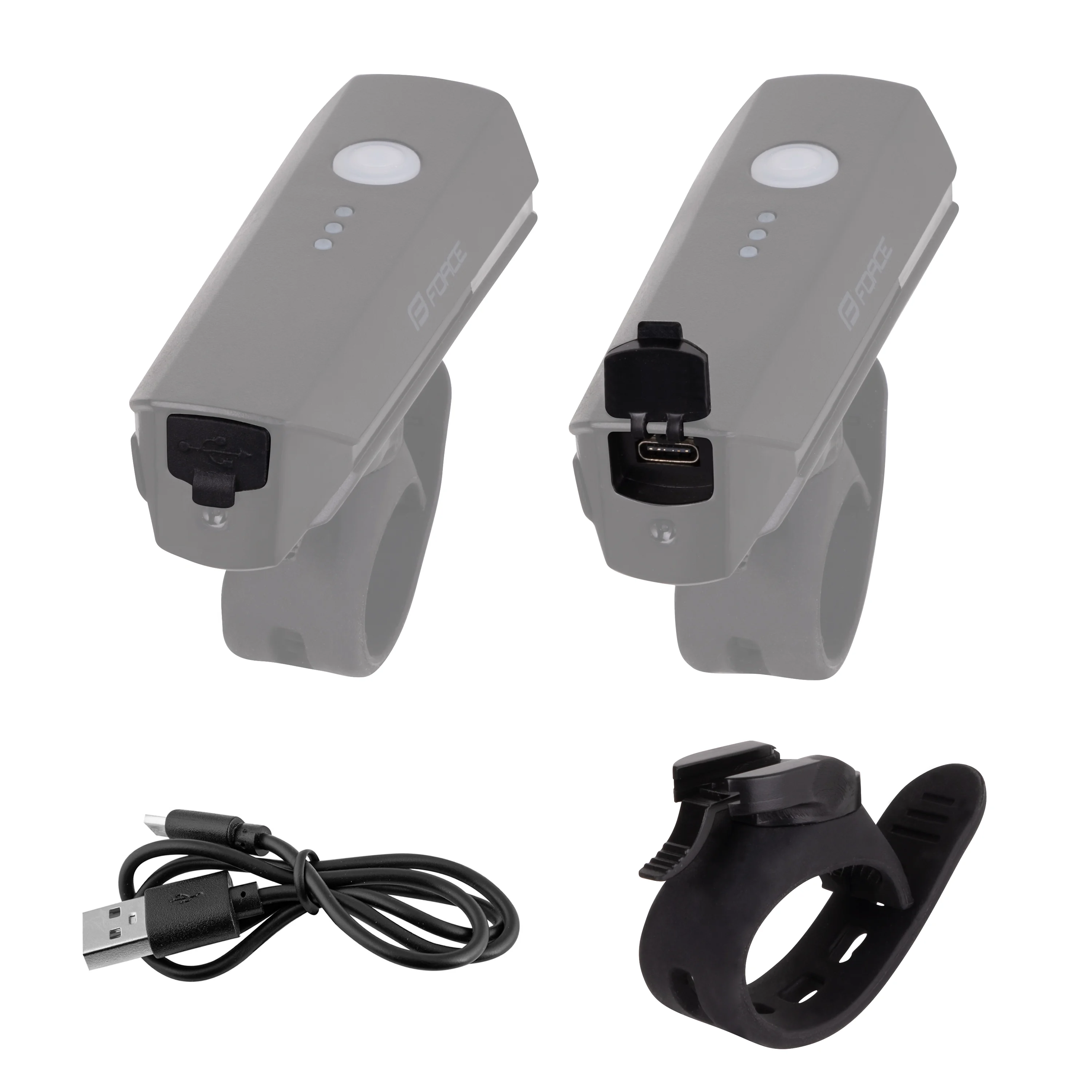 světlo přední FORCE FLUX 550LM USB, černé