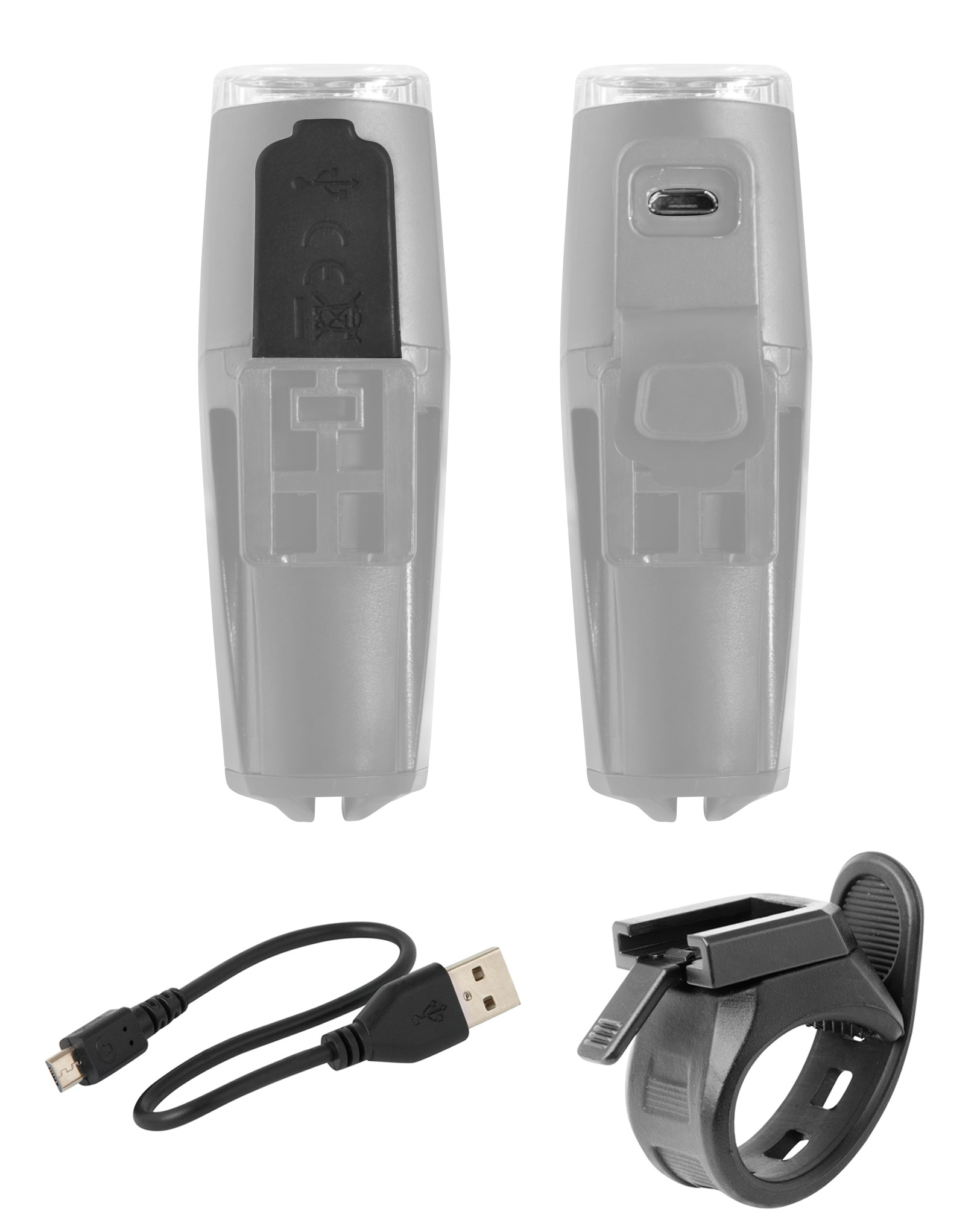světlo přední FORCE SHARK 500LM USB, černé