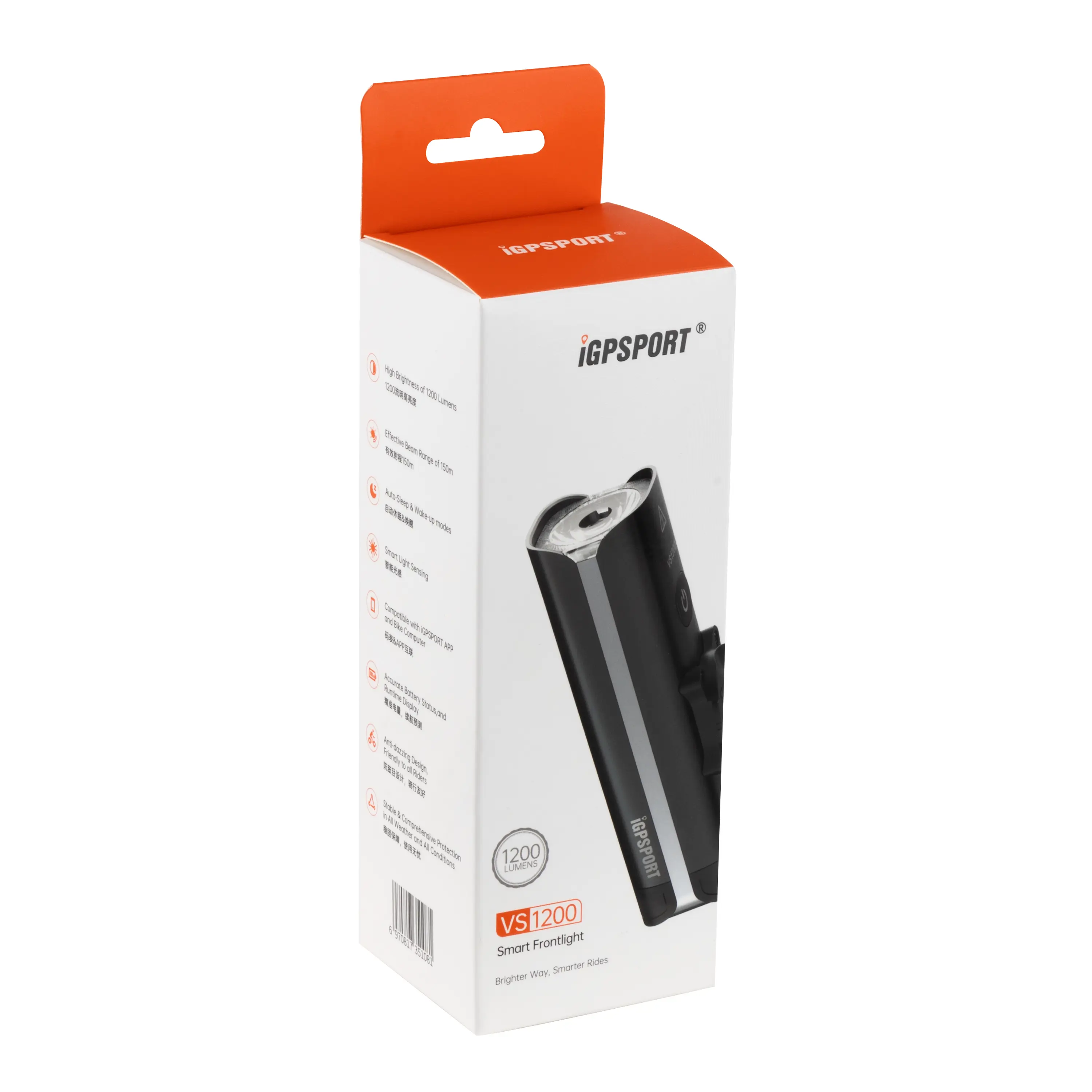 světlo přední iGPSPORT  VS1200, s držákem M80