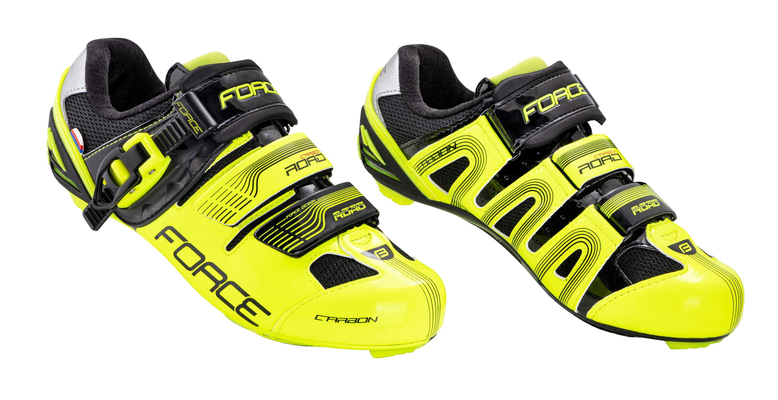 tretry FORCE ROAD CARBON, fluo-černé 42