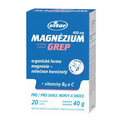 VITAR Magnézium 400 mg+vit B6+vit C, 20 sáčků grep